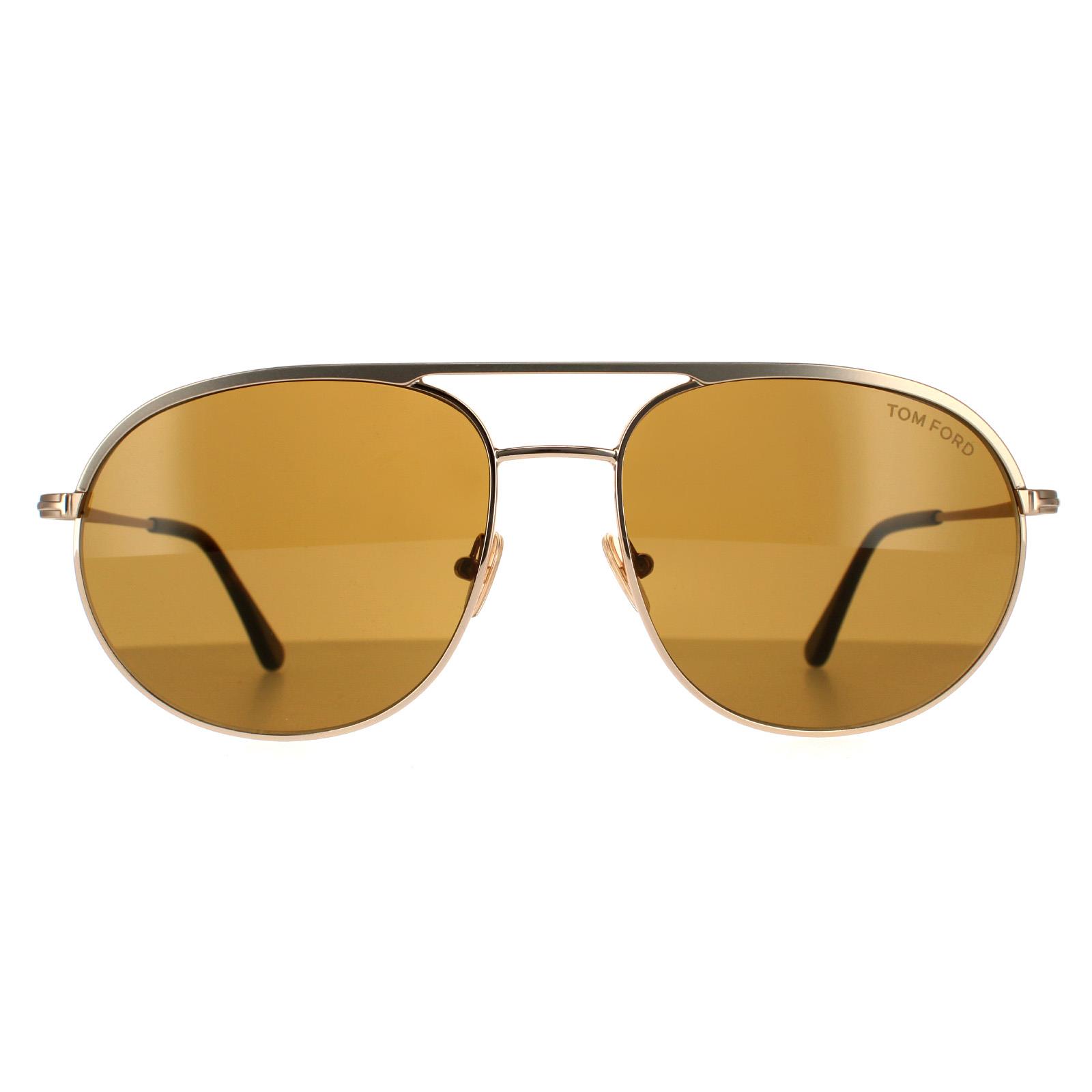 Tom Ford Aviator Mens Matte Rose Gold Brown Sunglasses Metal - One Size