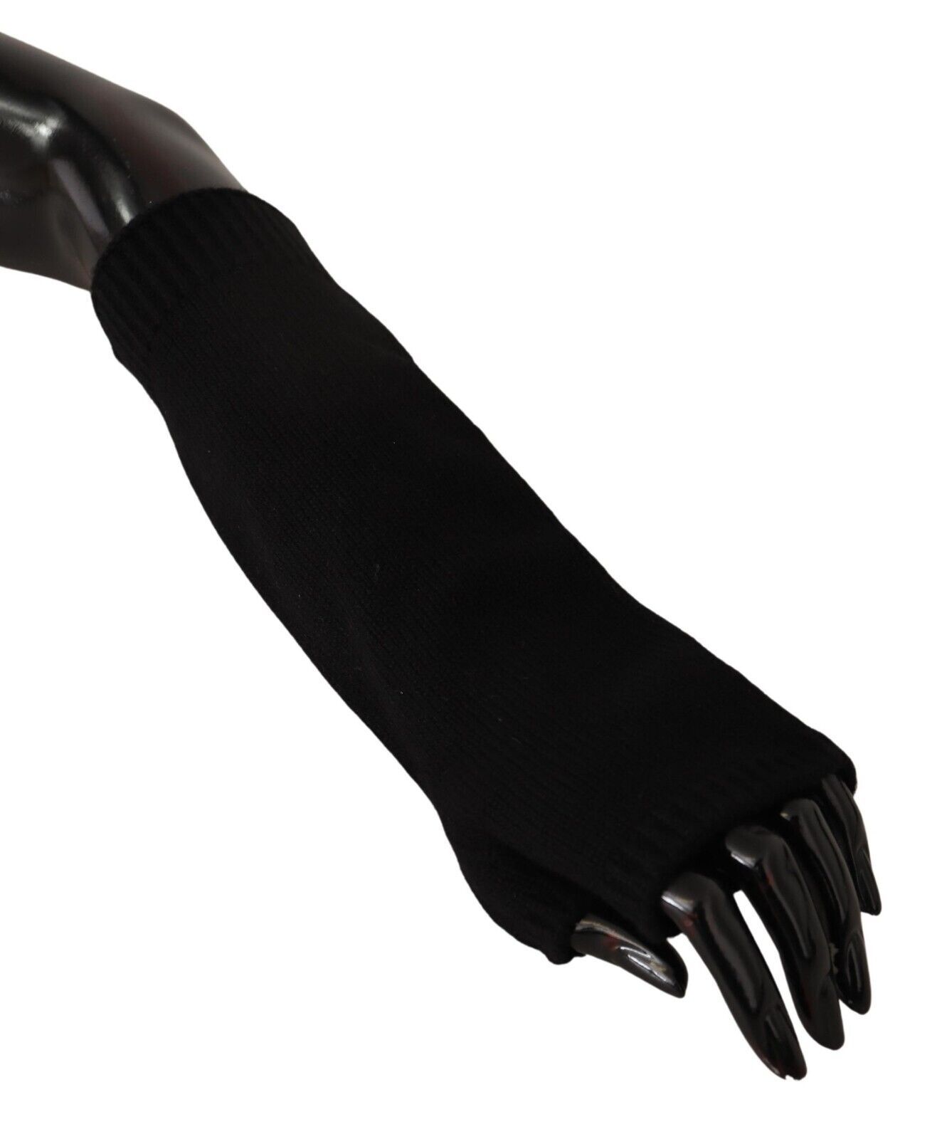 Dolce & Gabbana Womens Knitted Fingerless Elbow Length Gloves - Black Cashmere - Size 7.5 (Gloves)