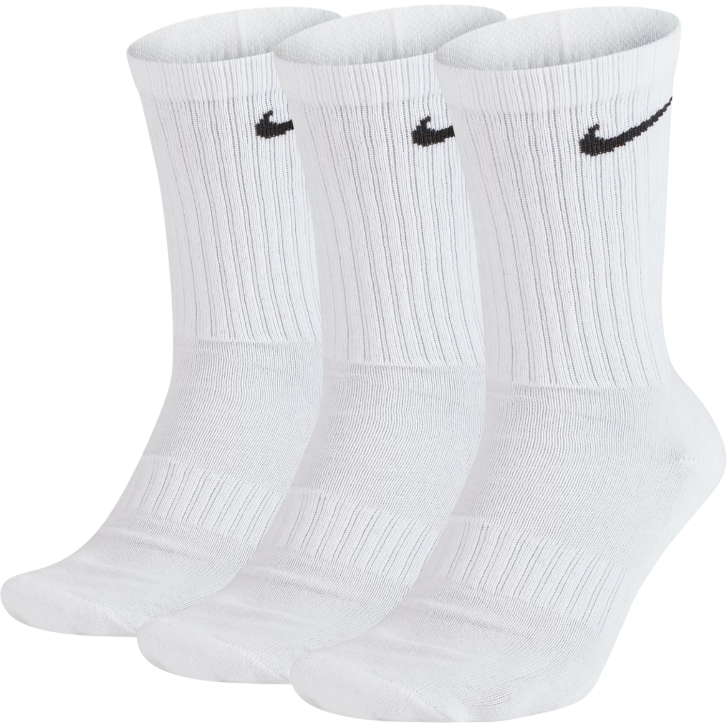 Nike Unisex Everyday Cushion Crew Training Socks (3 Pairs) in White Cotton - Size Large