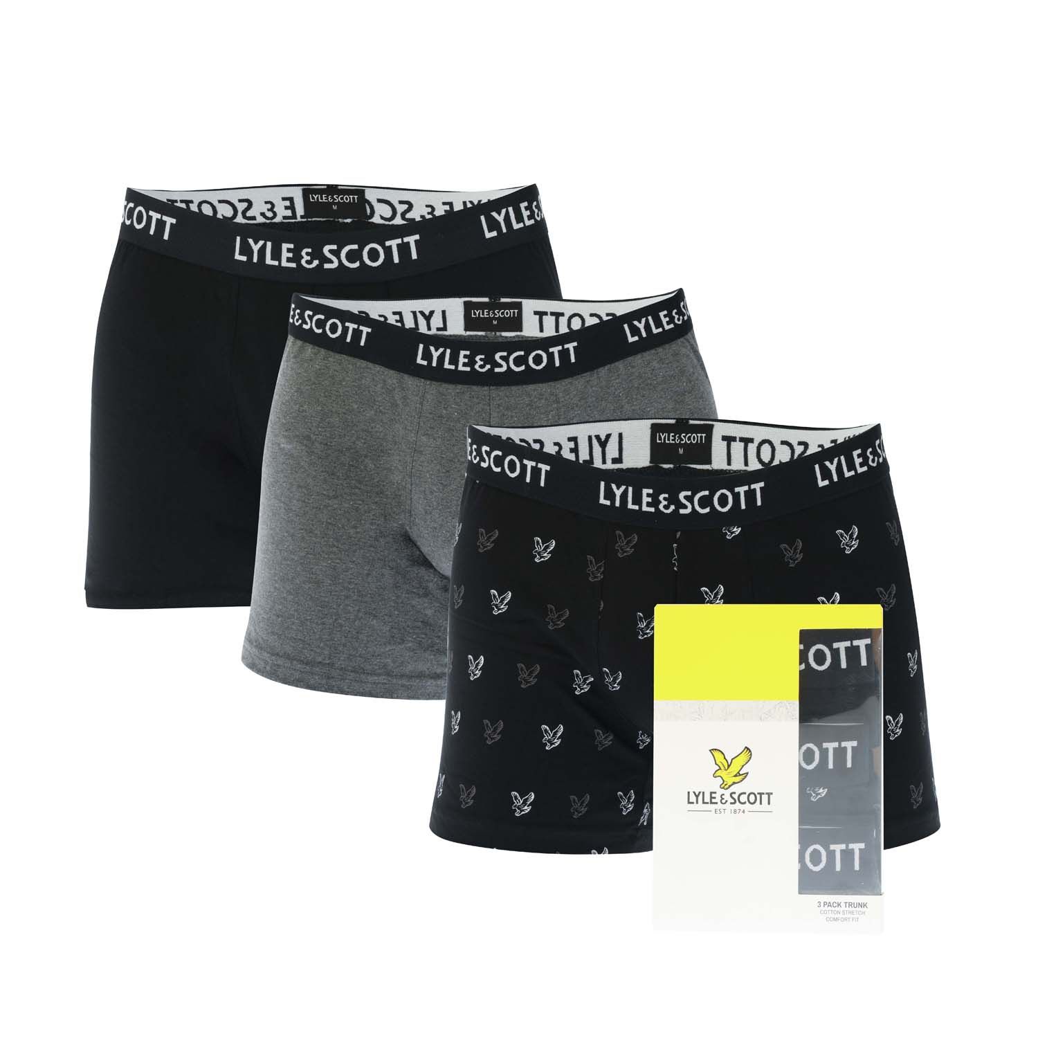 Lyle & Scott Mens And Elliot 3 Pack Boxer Shorts in Multicolour Cotton - Size Medium