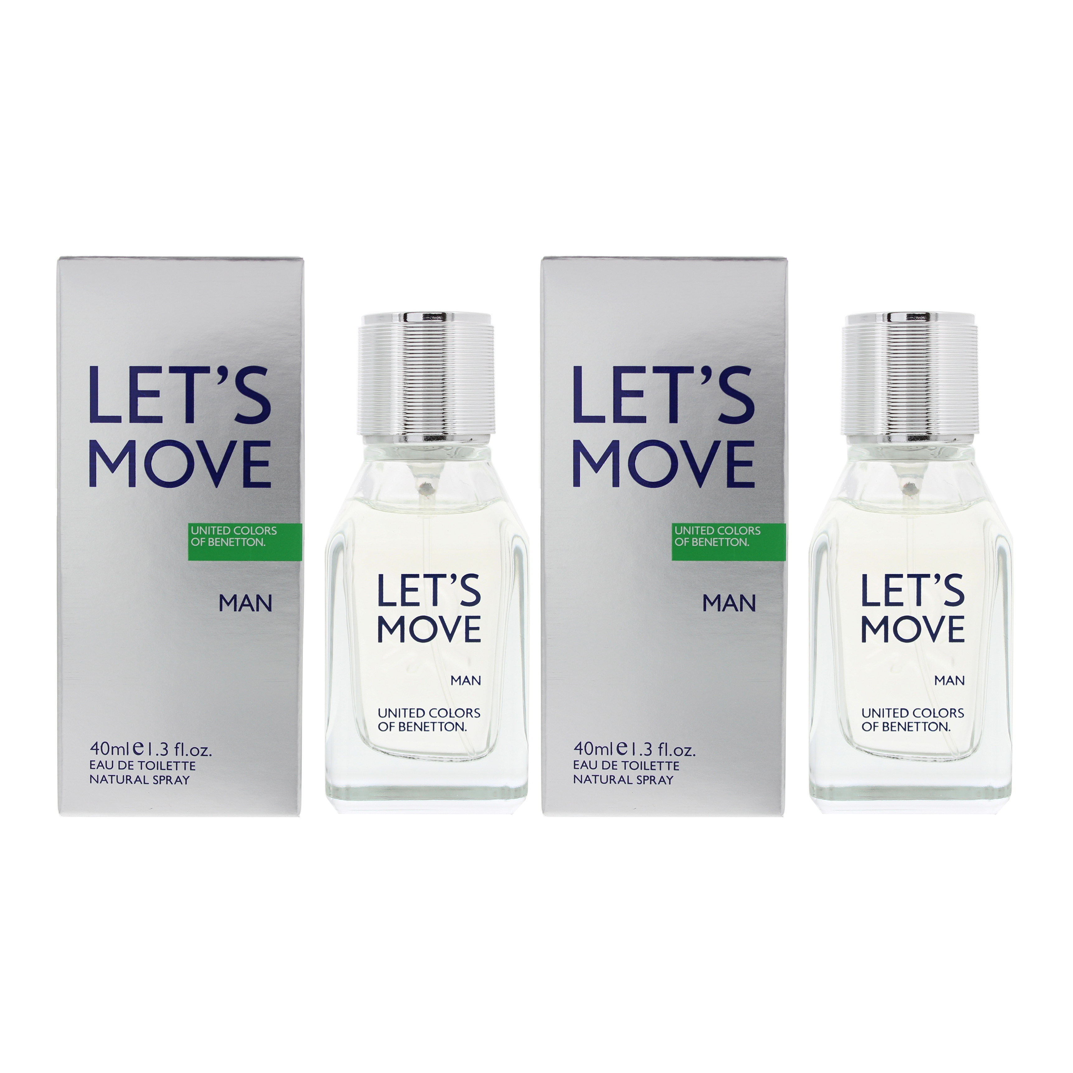 United Colors Of Benetton Mens Let's Move Man Eau De Toilette 40ml X 2 - One Size