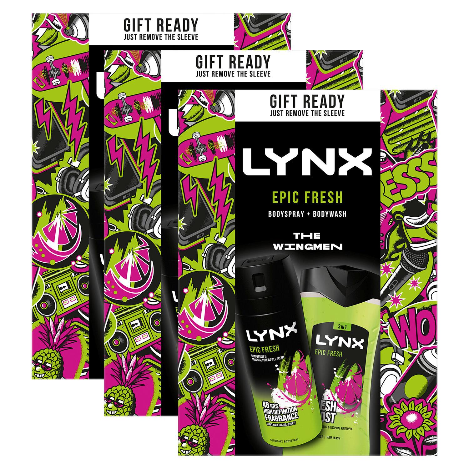 Lynx Mens Epic Body Spray and Wash Duo Gift Set for Him, 3pk - One Size