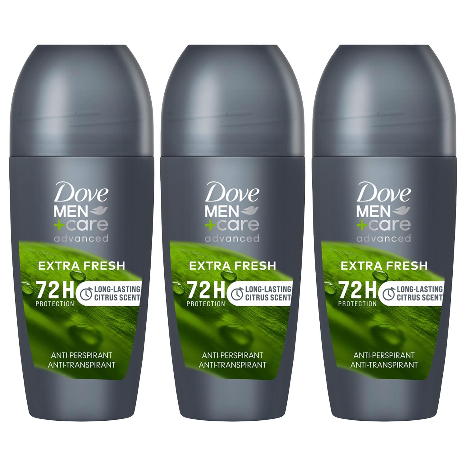 Dove Mens Men+Care Extra Fresh 72H Advanced Protection APS Deodorant Roll-On, 50ml, 3 Pack - Cream - One Size