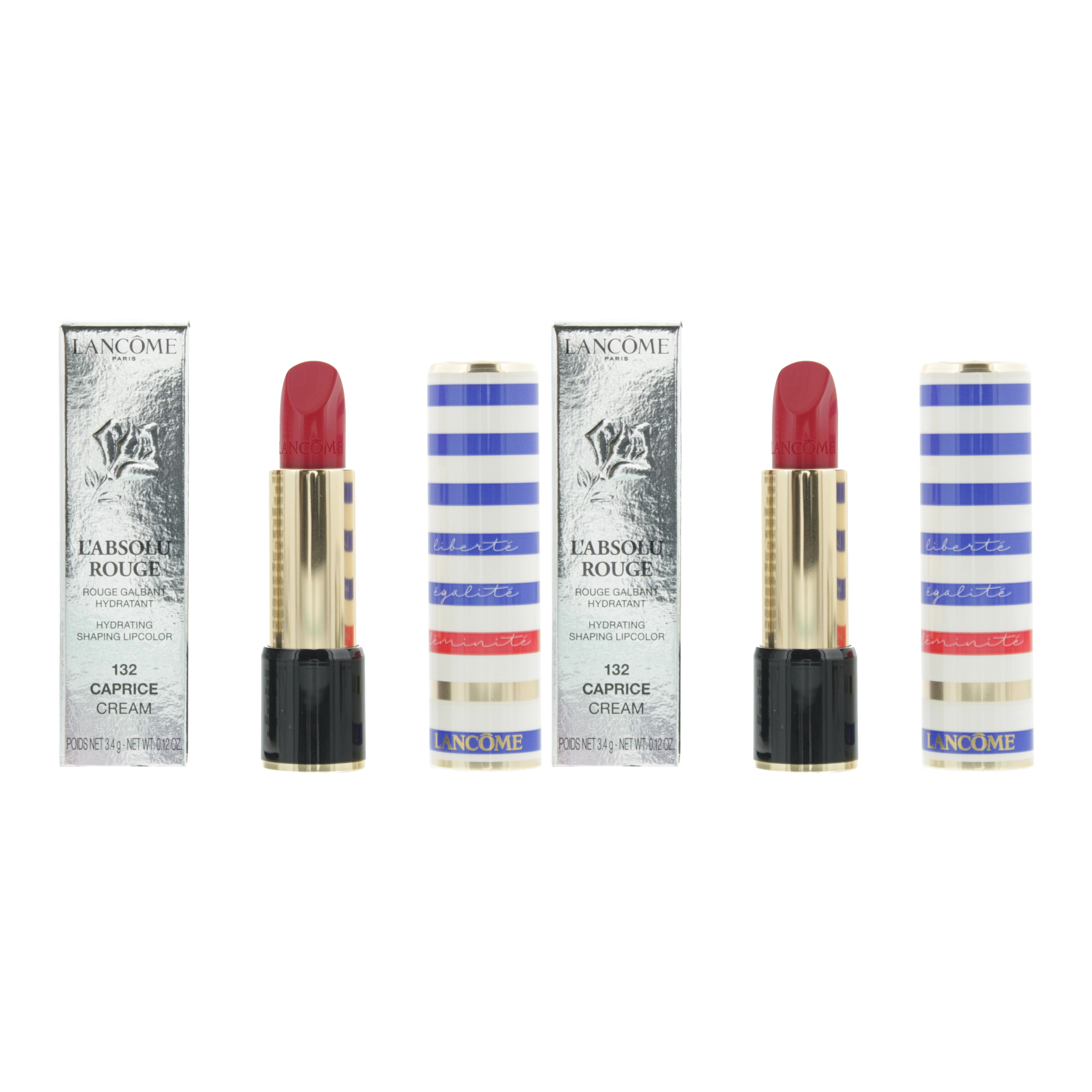 Lancome Womens L'Absolu Rouge Limited Edition Cream Lipstick 4ml - 132 Caprice x 2 - One Size