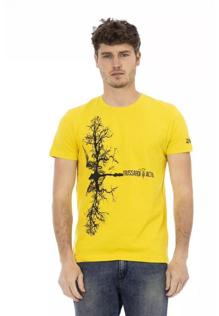 Trussardi Action Mens Yellow Cotton T-Shirt - Size Medium