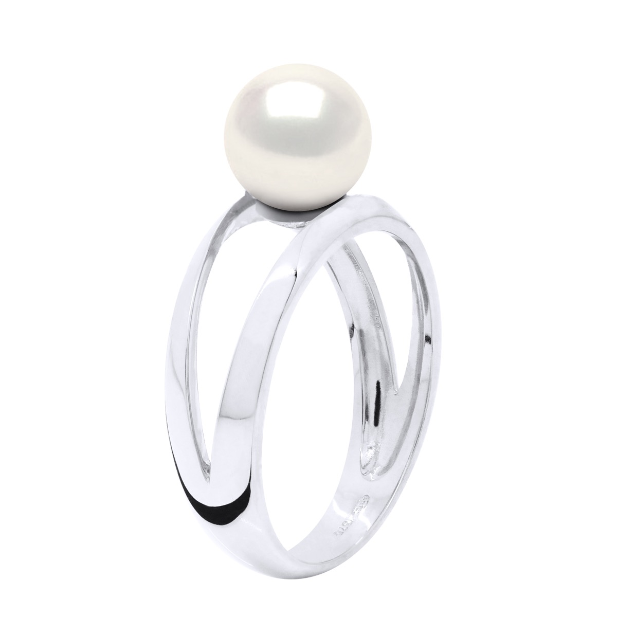 Ateliers Saint Germain Womens Ring - White Gold 375 -Real Cultured Freshwater Pearl Round 8-9 mm - Size K