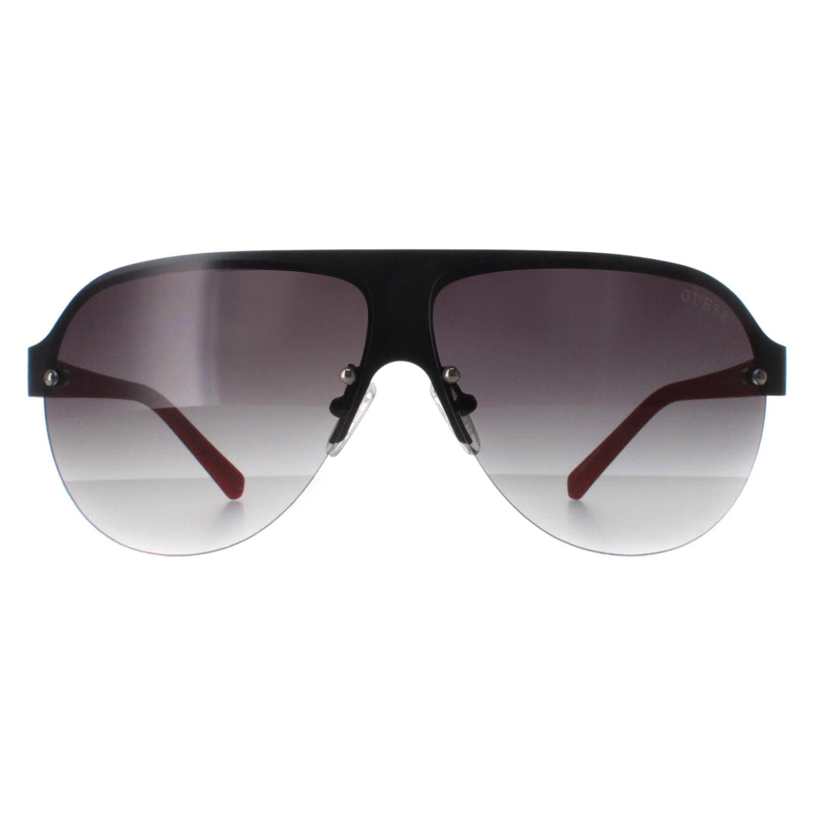 Guess Semi Rimless Unisex Black and Red Smoke Gradient GF0148 Metal - One Size