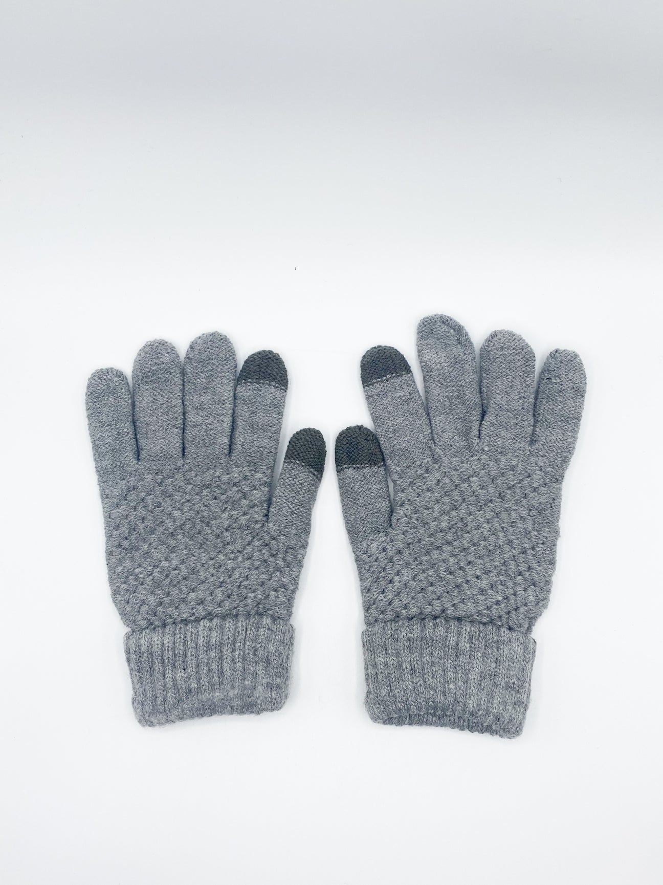 SVNX Womens Textured Touchscreen Knitted Gloves - Grey - One Size