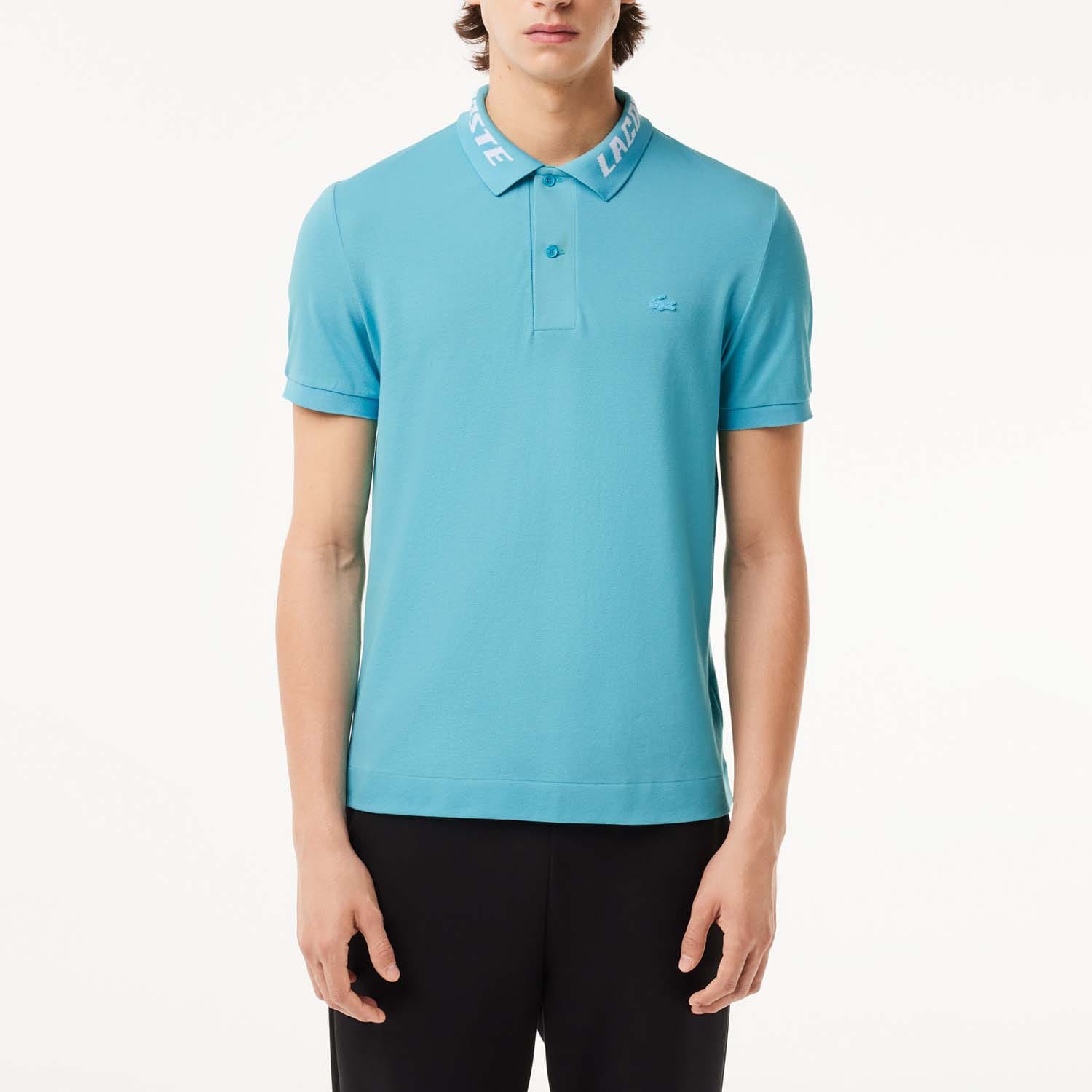 Lacoste Mens Branded Slim Fit Stretch Piqué Polo Shirt in Blue material_cotton - Size 2XL