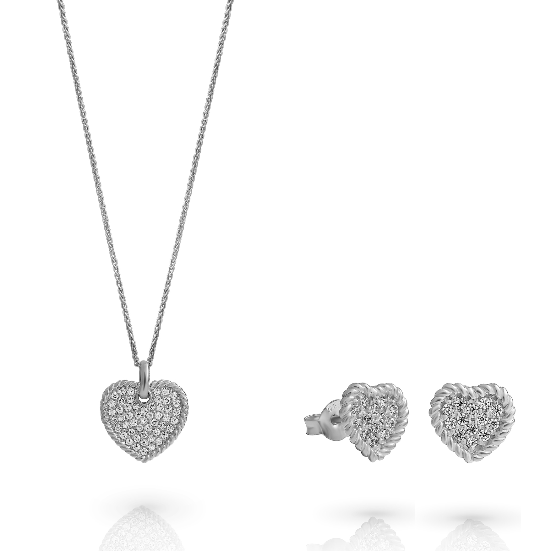 Orphelia 'Elite' WoMens 925 Sterling Silver Set: Necklace + Earrings - SET-7566 - One Size