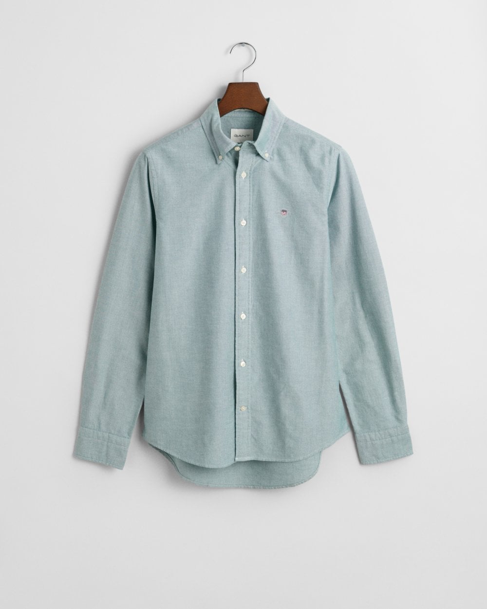 Gant Mens Slim Fit Long Sleeve Oxford Shirt - Green Cotton - Size Medium