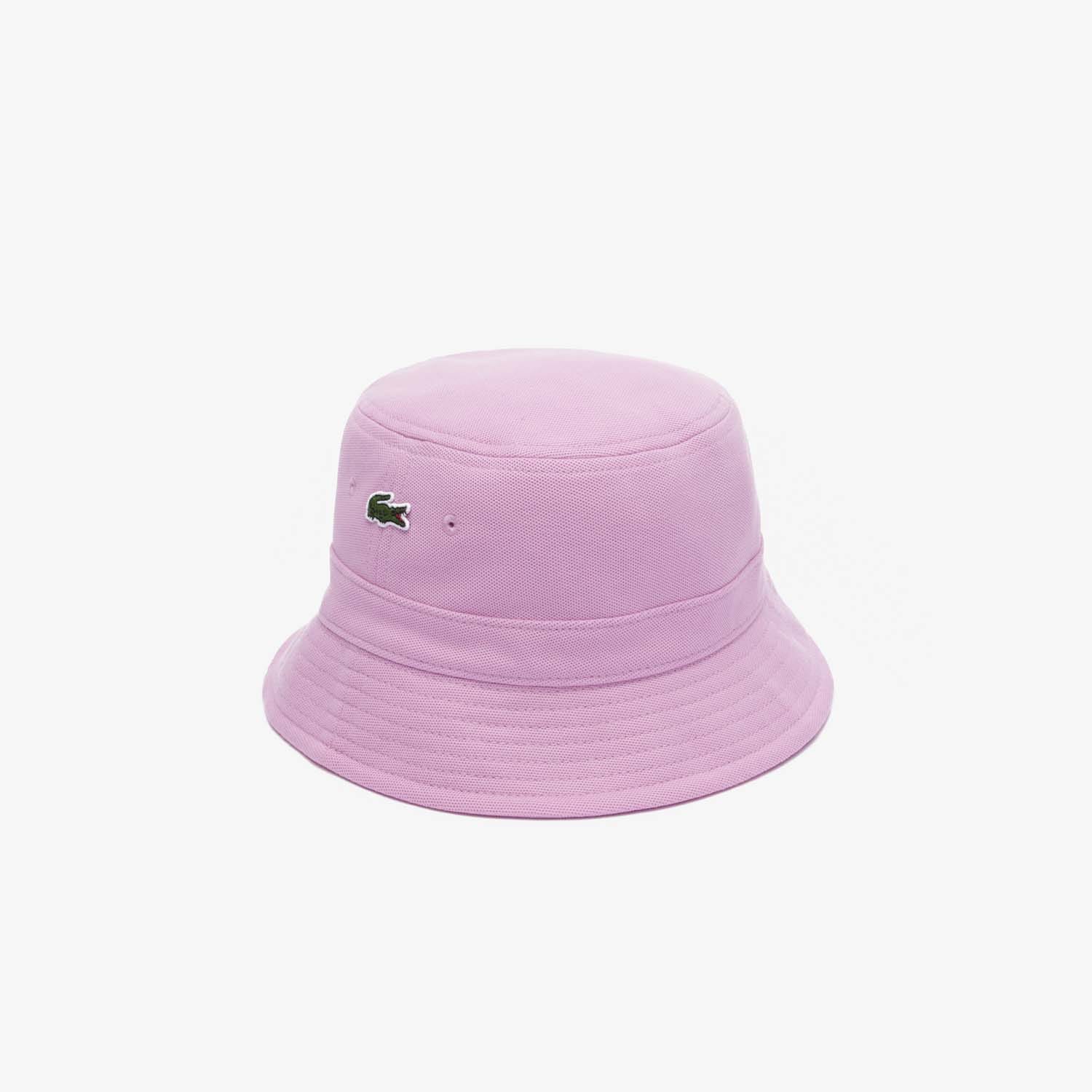 Lacoste Mens Accessories Piqué Bucket Hat in Pink - Size Small