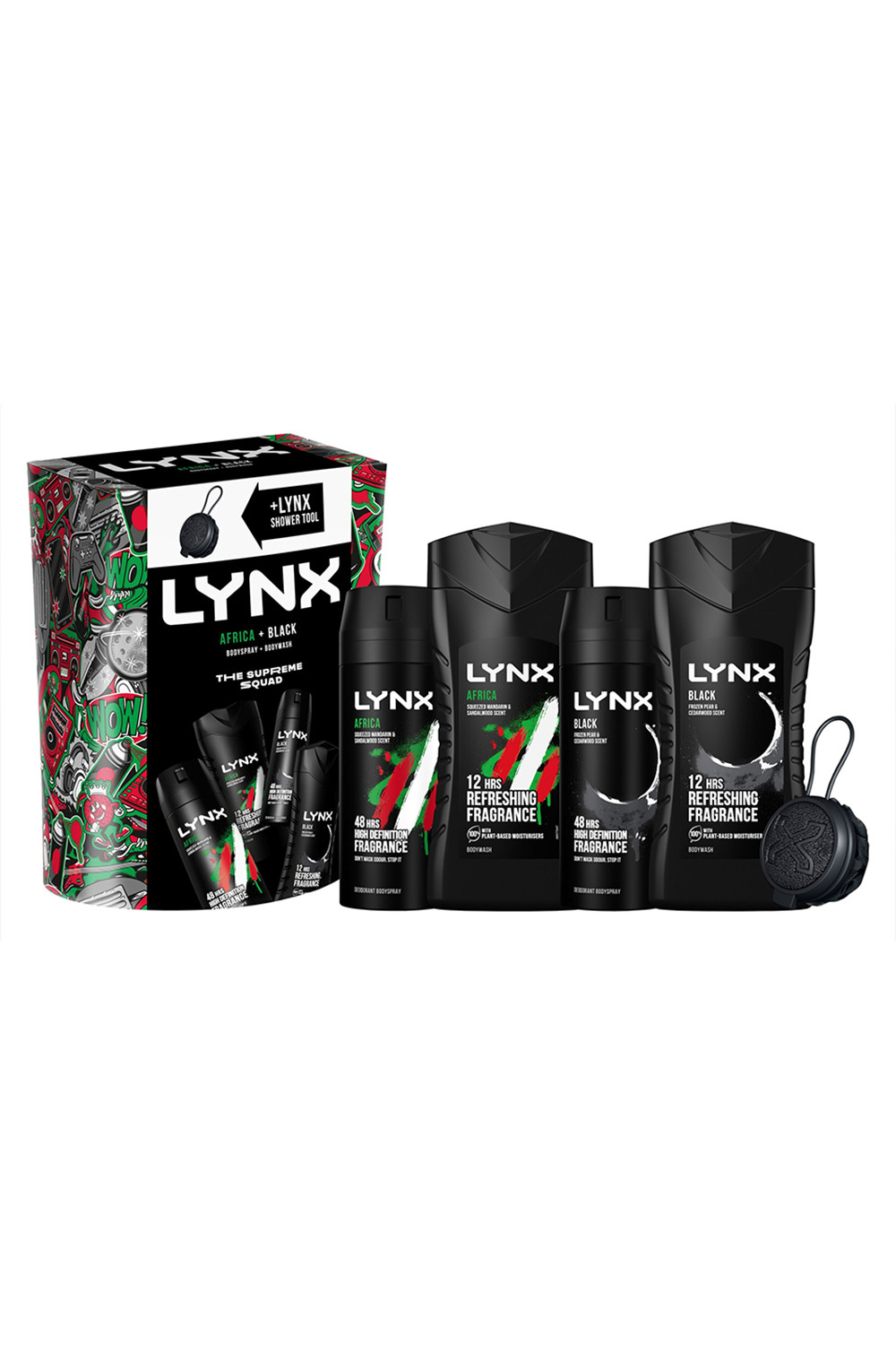 Lynx Mens Africa+Black Coll + Shower Tool Gift set - One Size