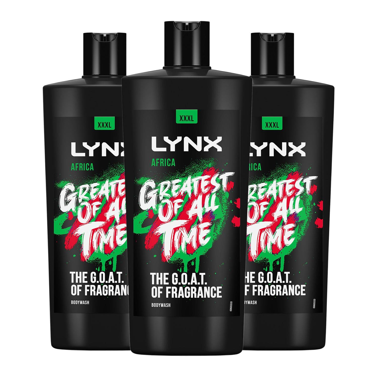 Lynx Mens G.O.A.T Shower Gel up to 12H Refreshing Fragrance XXXL Africa 700ml, 3 Pack - NA - One Size