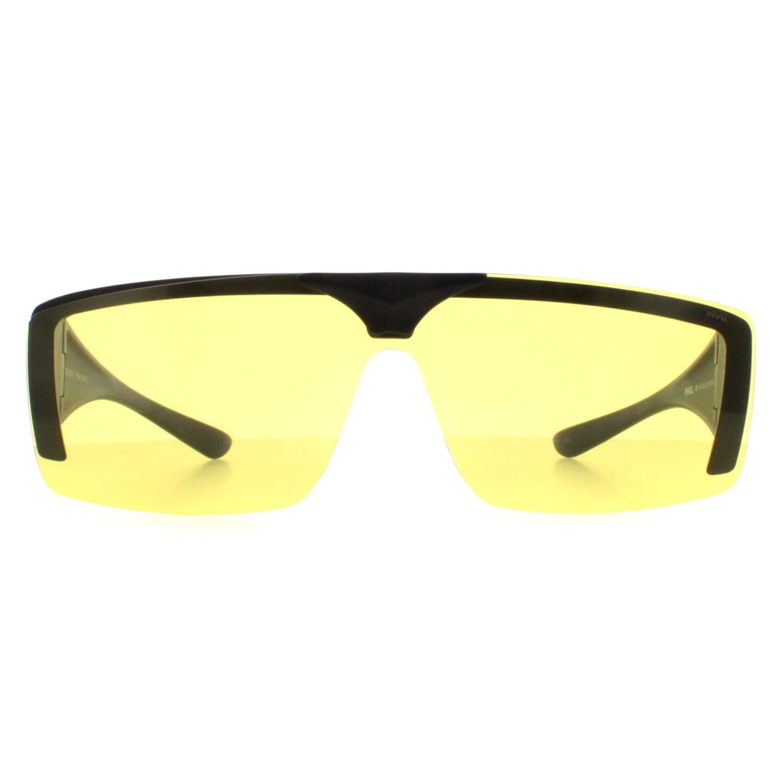 INVU Rectangle Unisex Matte Black High Yellow E2700 - One Size