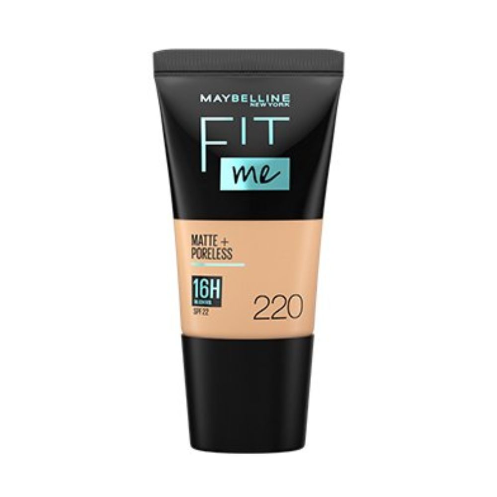 Maybelline New York Womens Fit Me Matte & Poreless 16 Hour Foundation Tube 18ml – 220 Natural Beige - One Size