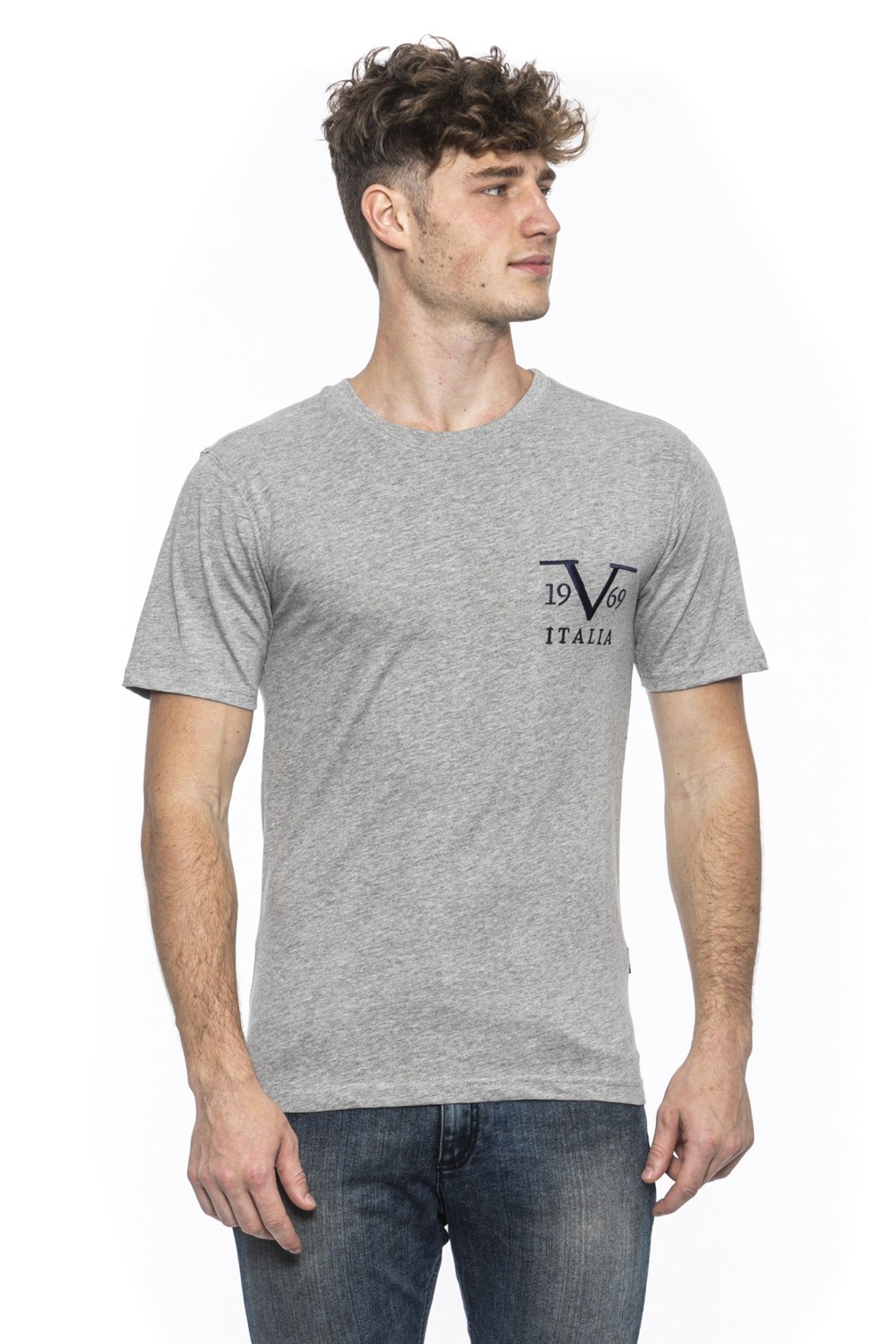 Versace 1969 Abbigliamento Sportivo Srl Milano Italia 19V69 Mens T-Shirt Troy Grey Cotton - Size X-Large