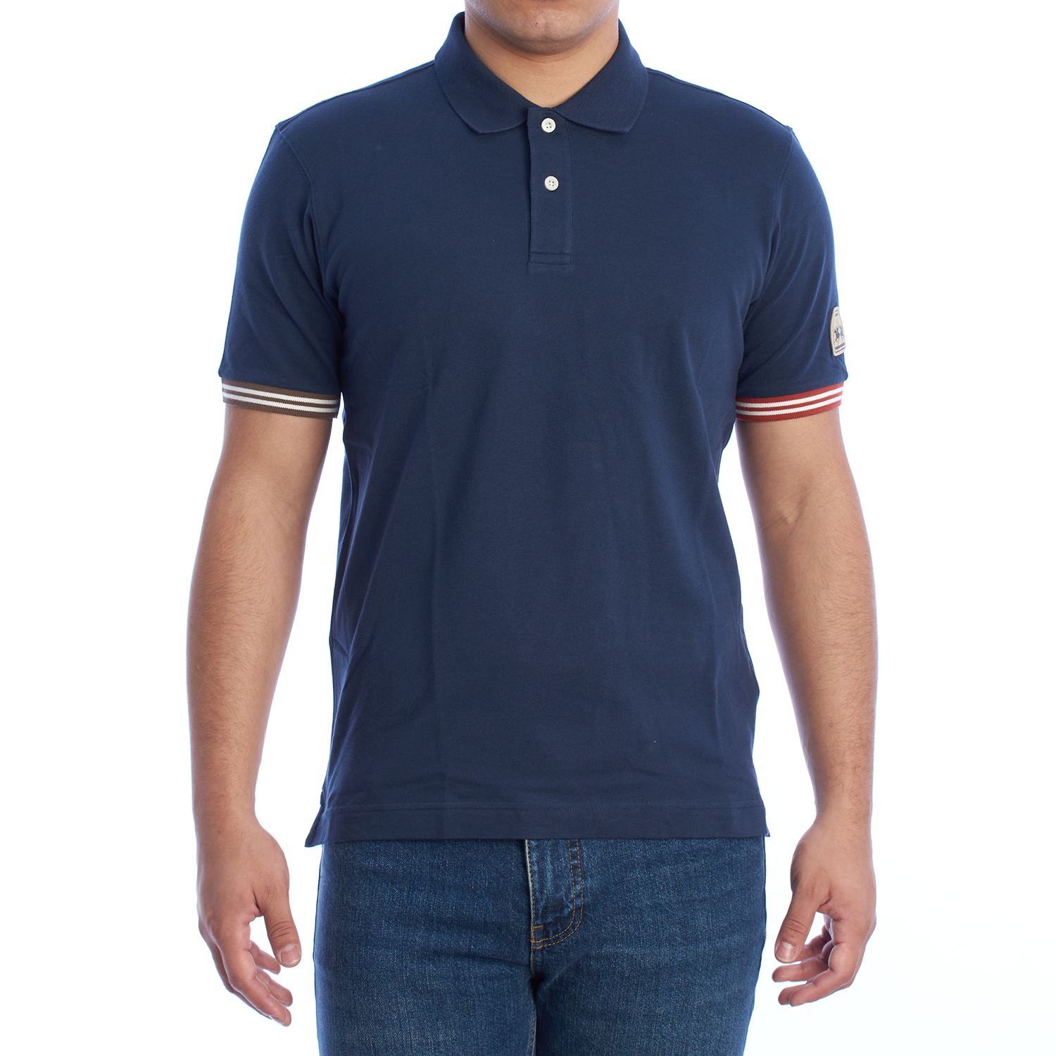 La Martina YMP011-PK001 Mens Regular Fit Short Sleeve Polo - Blue - Size Small