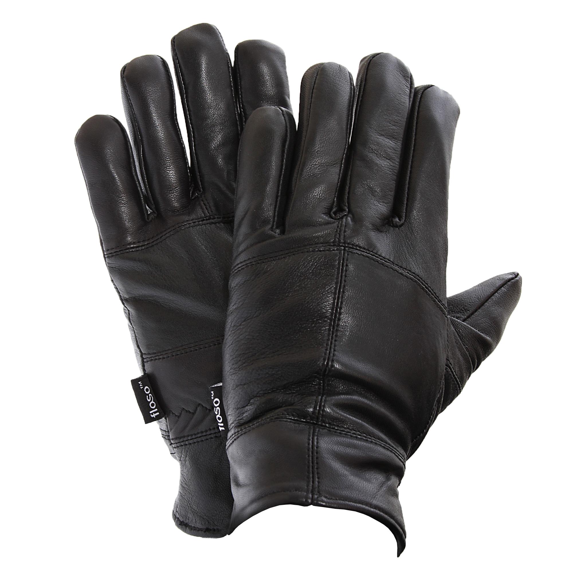 FLOSO Mens Thinsulate Lined Genuine Leather Gloves (3M 40g) (Black) - Size Medium