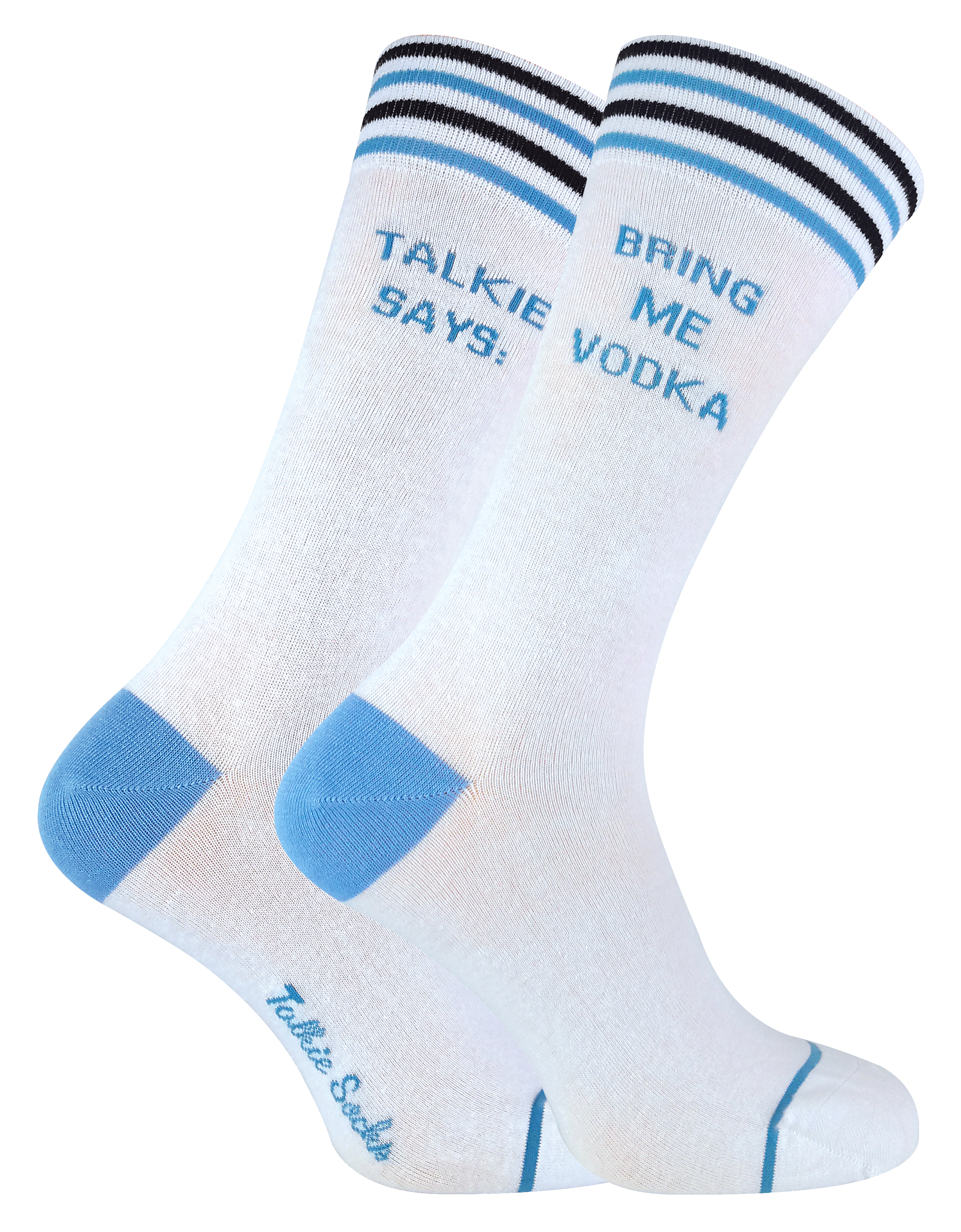 Sock Snob Mens TALKIE SOCKS - Unisex Cotton Novelty Bring Me Beer & Vodka - Blue - Size UK 6-11