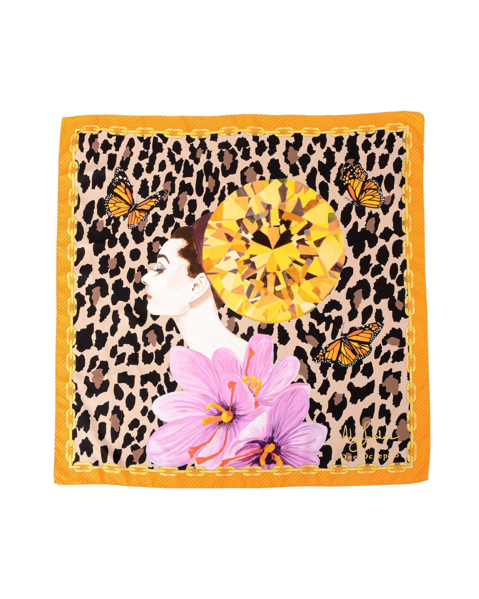 Dee Ocleppo Womens Orange Leopard Silk Scarf - Multicolour - One Size