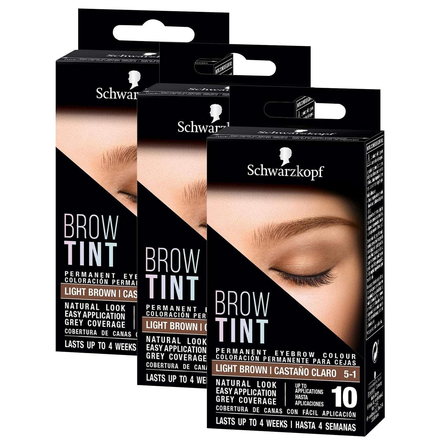 Schwarzkopf Womens Brow Tint, Professional Permanent Eyebrow Colour -LightBrown, 2 Pack - Brown - One Size