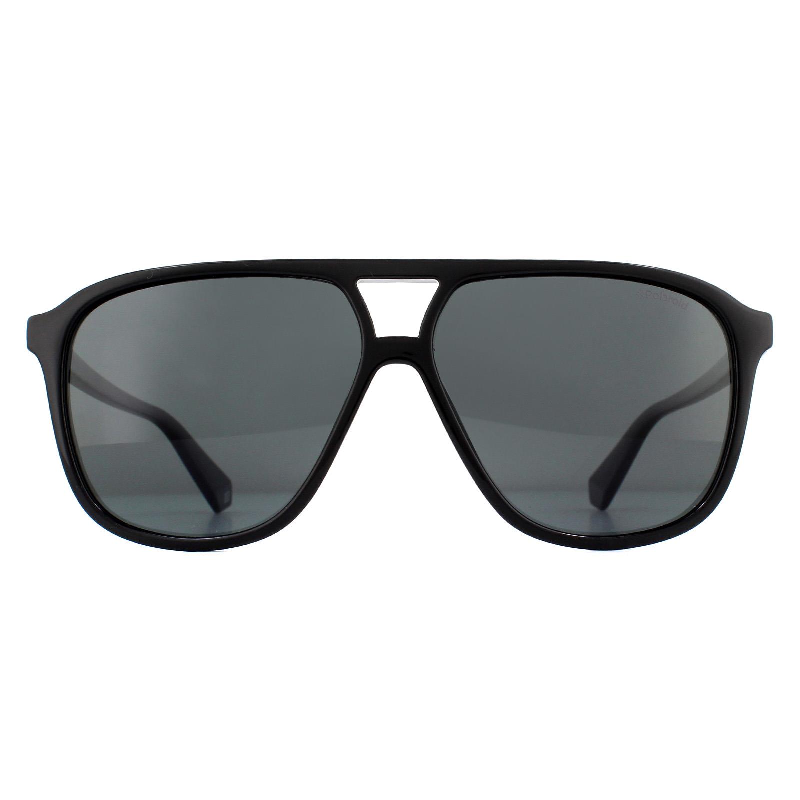 Polaroid Mens Lightweight Aviator Grey Polarized Sunglasses - Black, Size: 58x12x140mm - Size 58x12x140mm