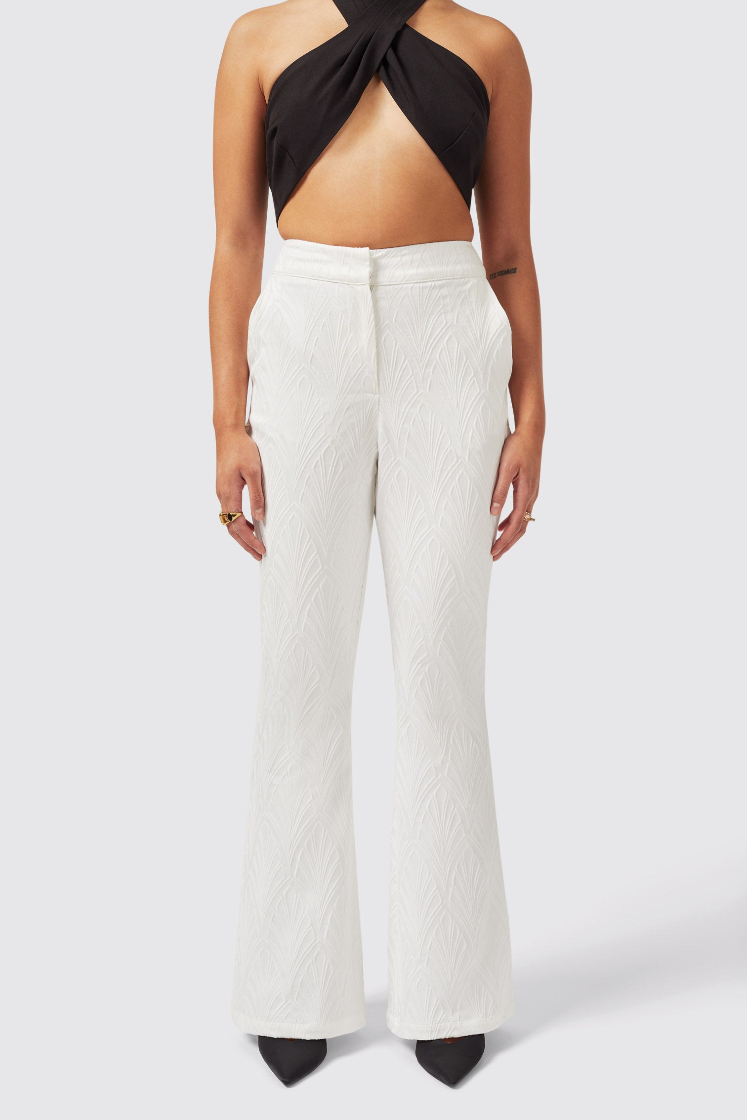 Twisted Tailor Womens Fiore Slim Fit White Trouser - Size 12 UK