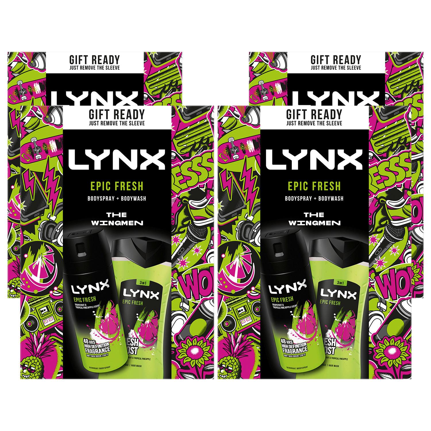 Lynx Mens Epic Fresh Body Spray & Wash Gift Set for Him,4pk - One Size