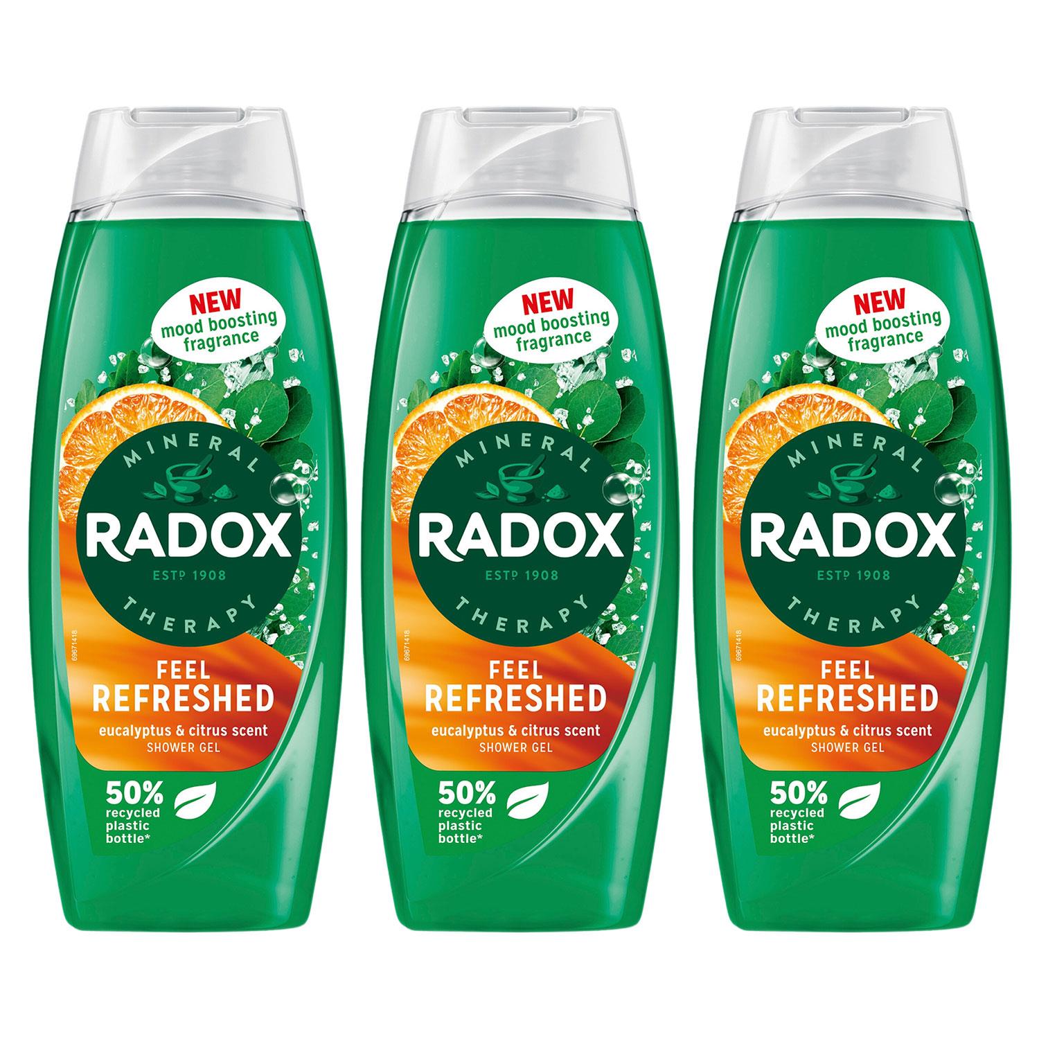 Radox Mens Shower Gel Feel Refreshed With Eucalyptus & Citrus Scent 450 ml, 3 Pack - NA - One Size