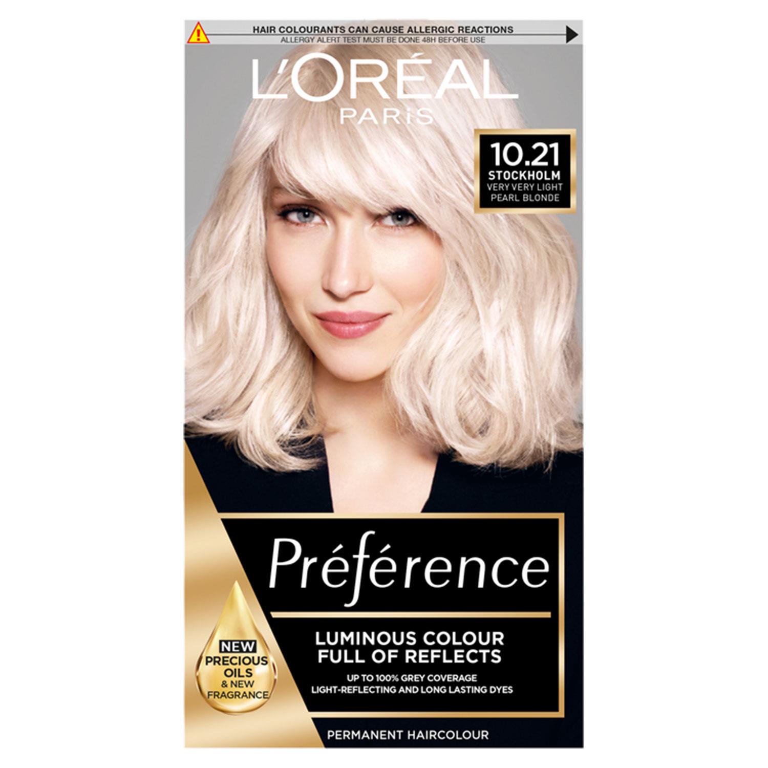 L'Oreal Paris Unisex Preference Permanent Hair Colour, 10.21 VeryLight Pearl Blonde - One Size