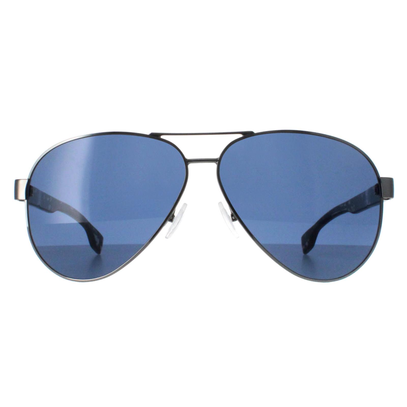 Hugo Boss Aviator Mens Ruthenium Blue 1560/O/S - Grey Metal - One Size