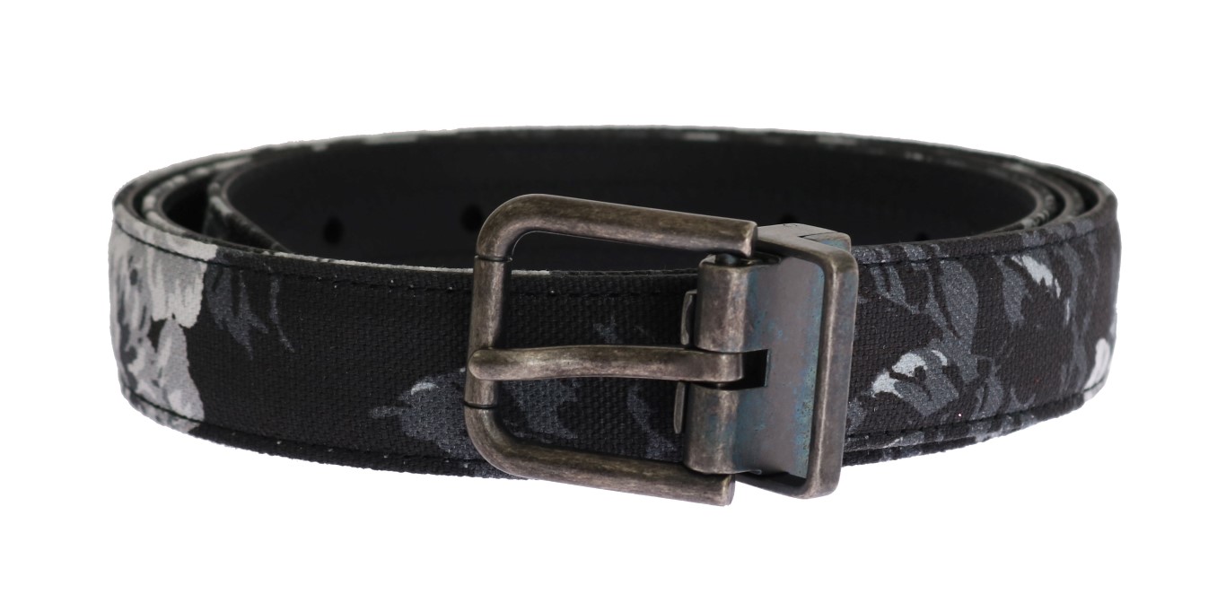 Dolce & Gabbana Mens Black Cayman Linen Leather Belt Cotton - Size 100 cm