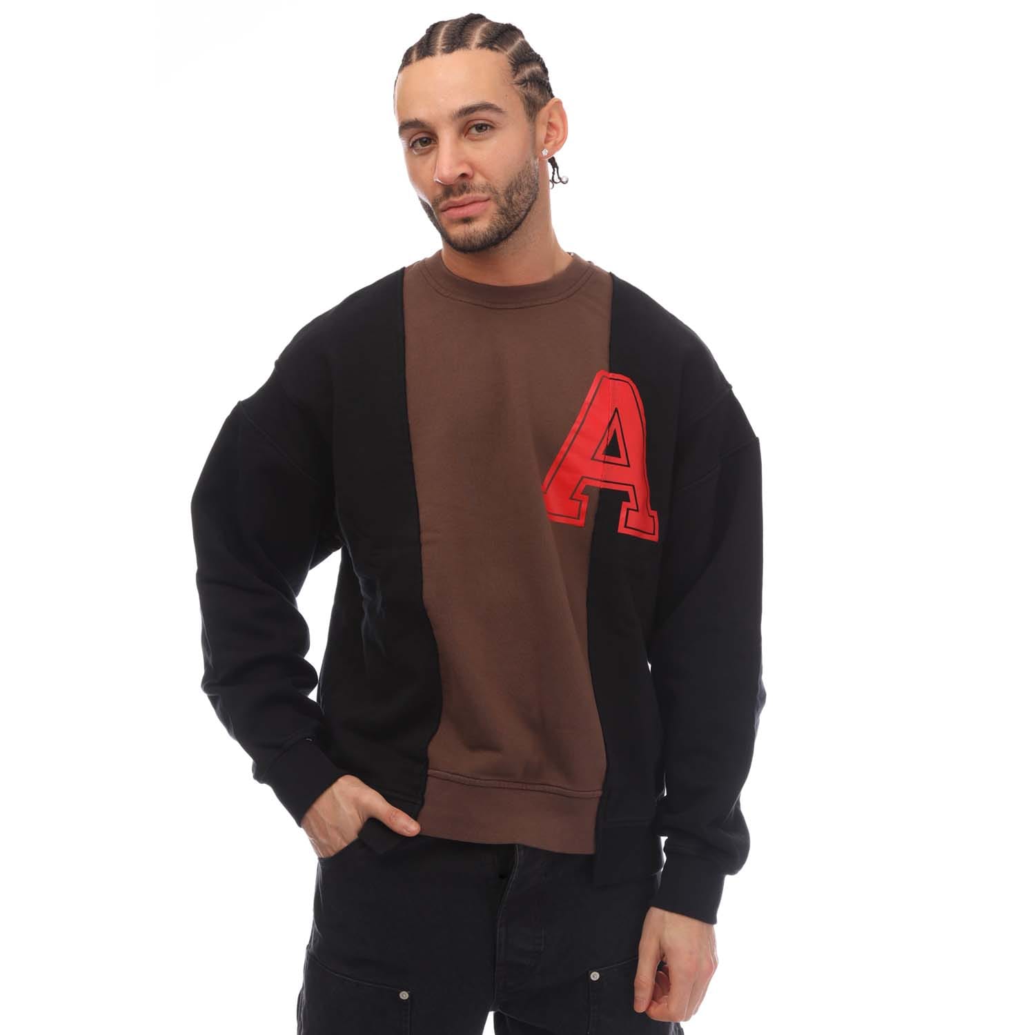 Ambush Mens Varsity Crewneck Sweatshirt in Black material_cotton - Size Large