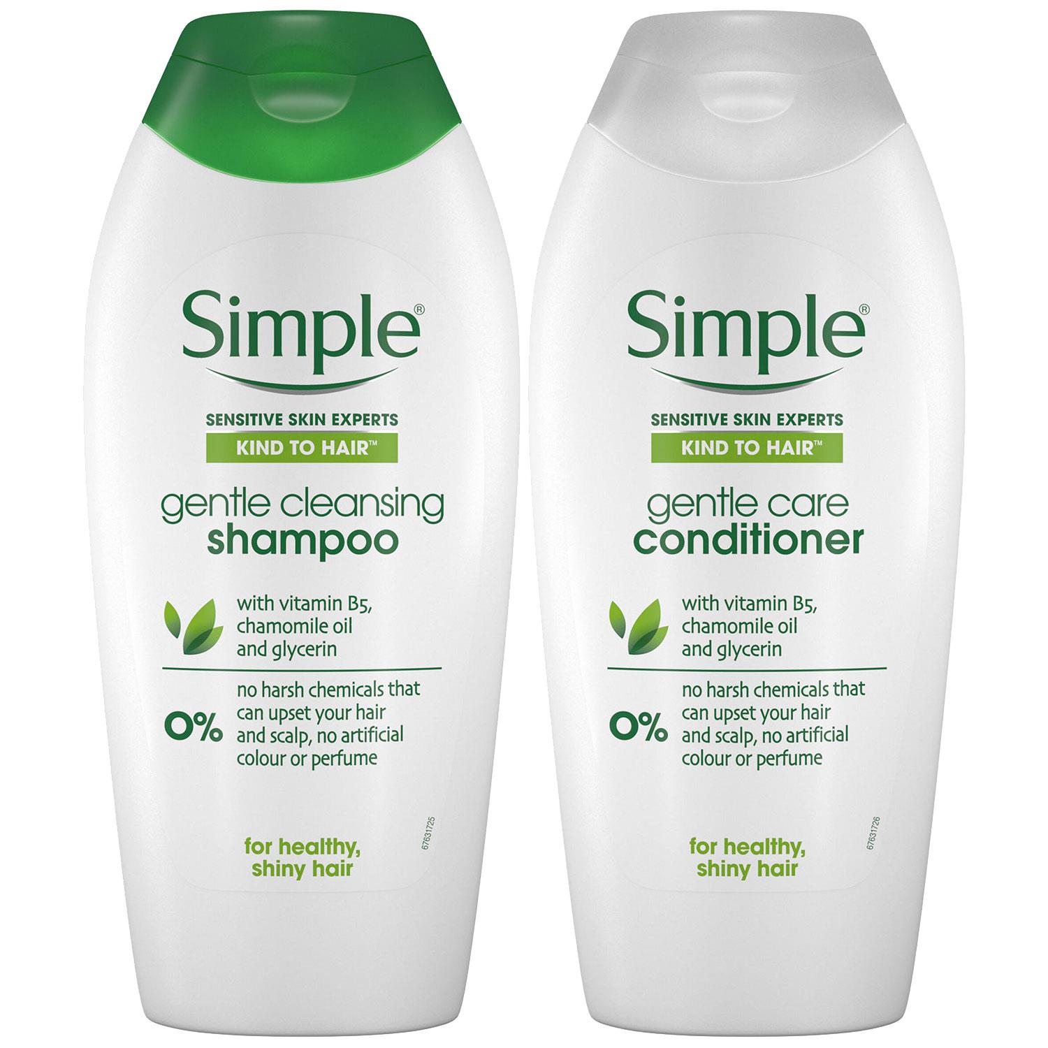 Simple Womens Kind to Hair Gentle Cleansing Shampoo & Conditioner Duo With VitaminB5 - NA - One Size