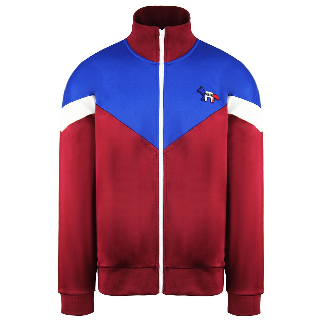 Puma x Maison Kitsune MCS Long Sleeve Zip Burgundy Mens Track Jacket 530433 21 - Red - Size X-Large