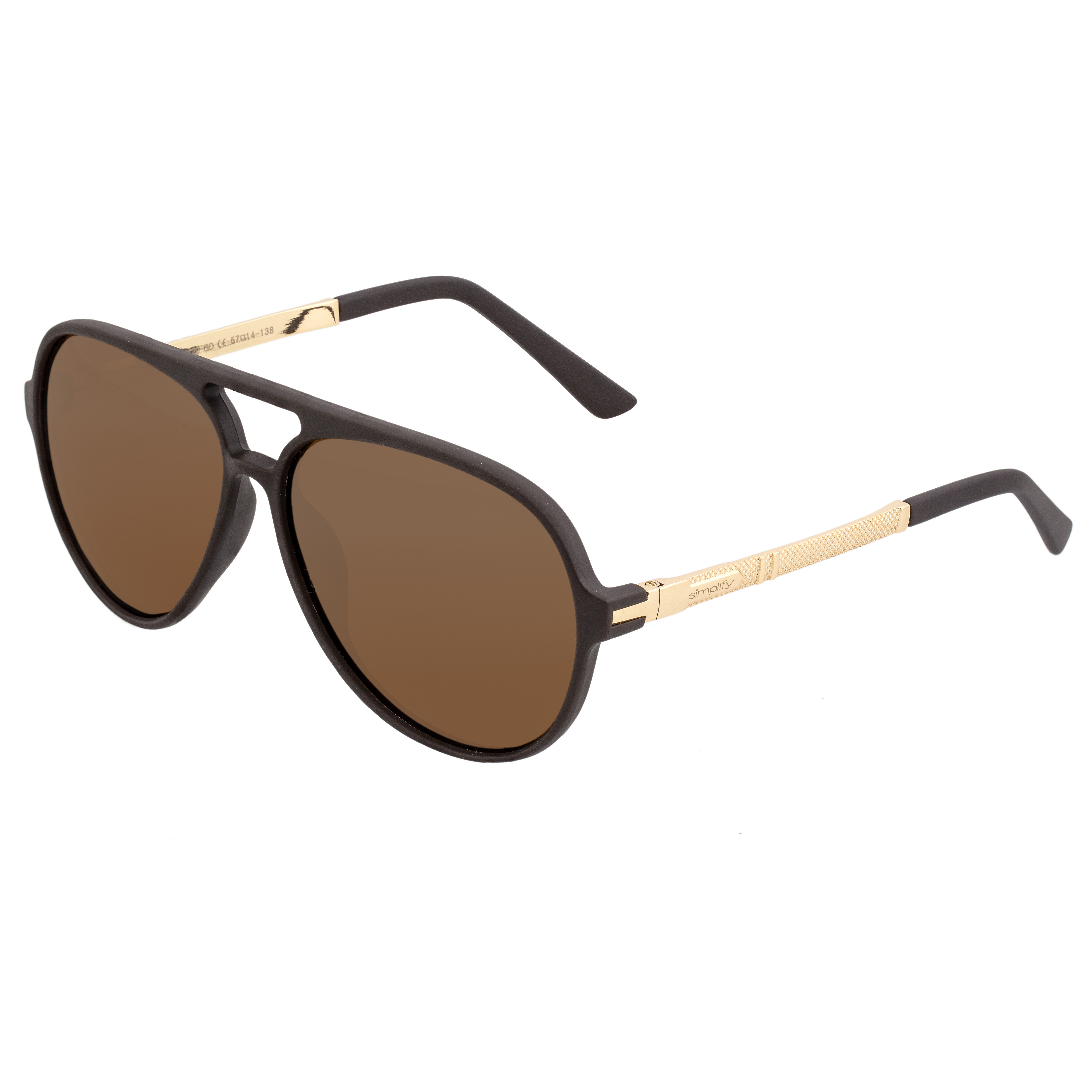 Simplify Unisex Spencer Polarized Sunglasses - Brown Stainless Steel - One Size