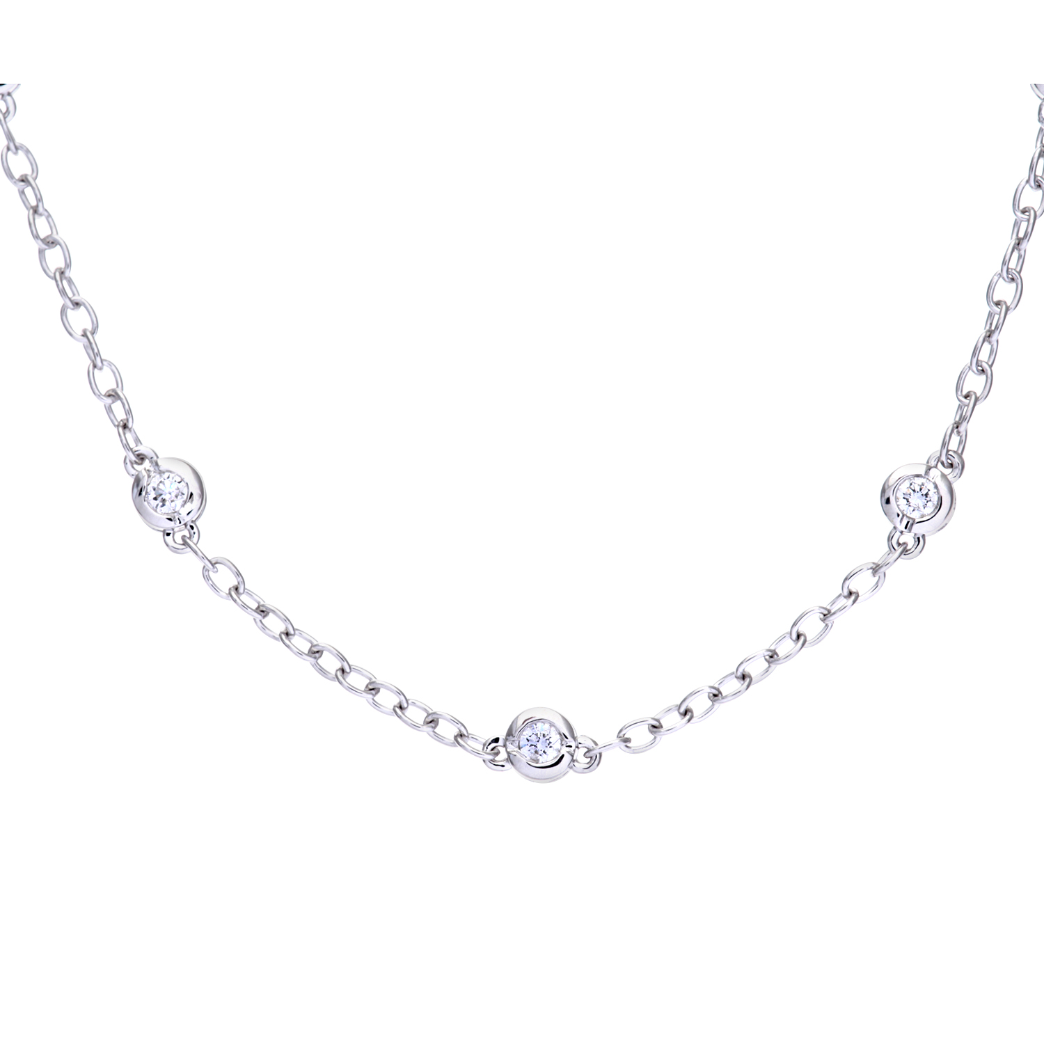 Diamant L'Eternel Womens 9ct White Gold 0.33ct 7-Stone Diamond Necklace of 42cm - One Size