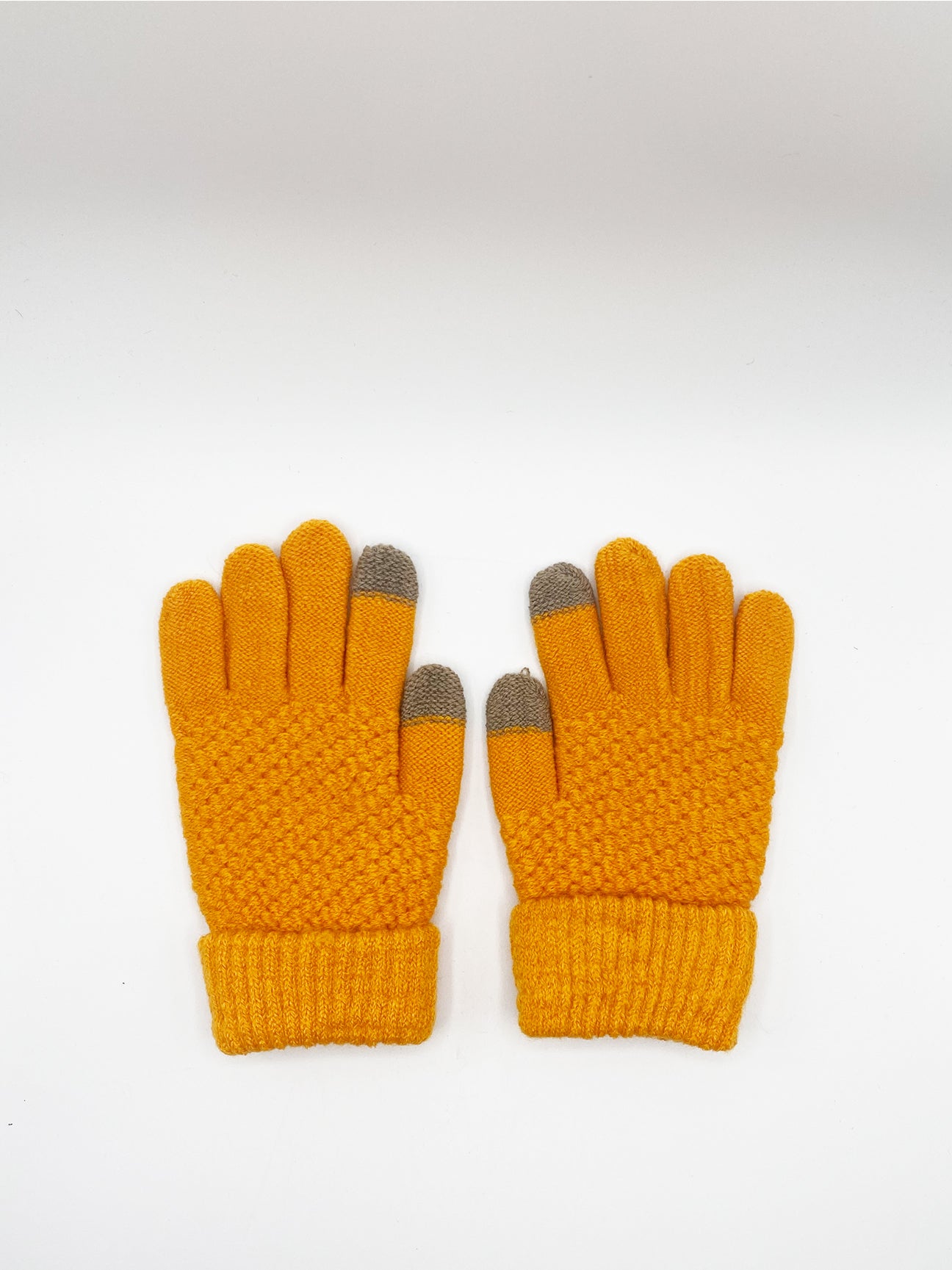 SVNX Womens Textured Touchscreen Knitted Gloves - Yellow - One Size