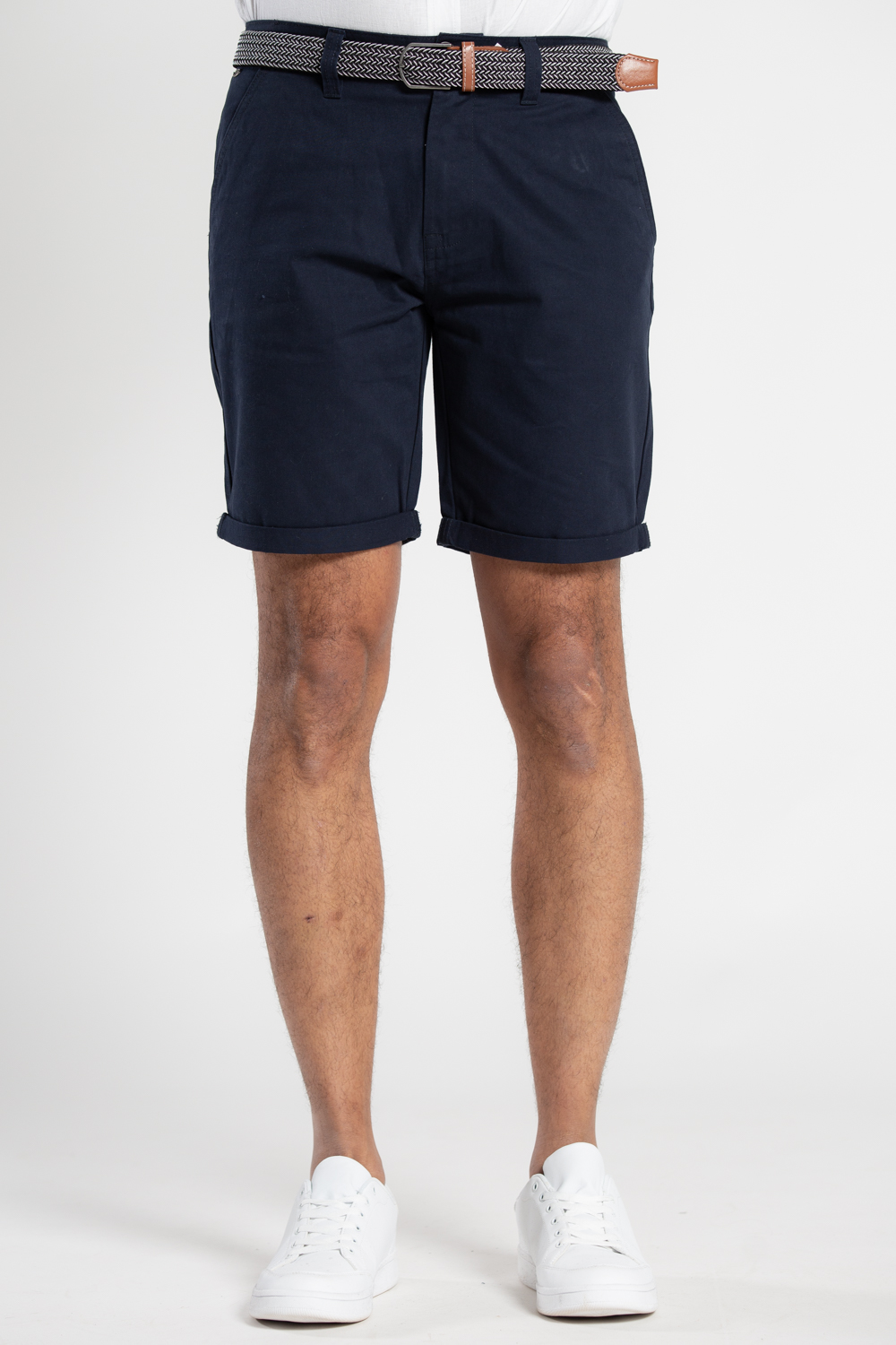 Tokyo Laundry Mens Dark Navy Cotton Belted Chino Shorts - Size 2XL