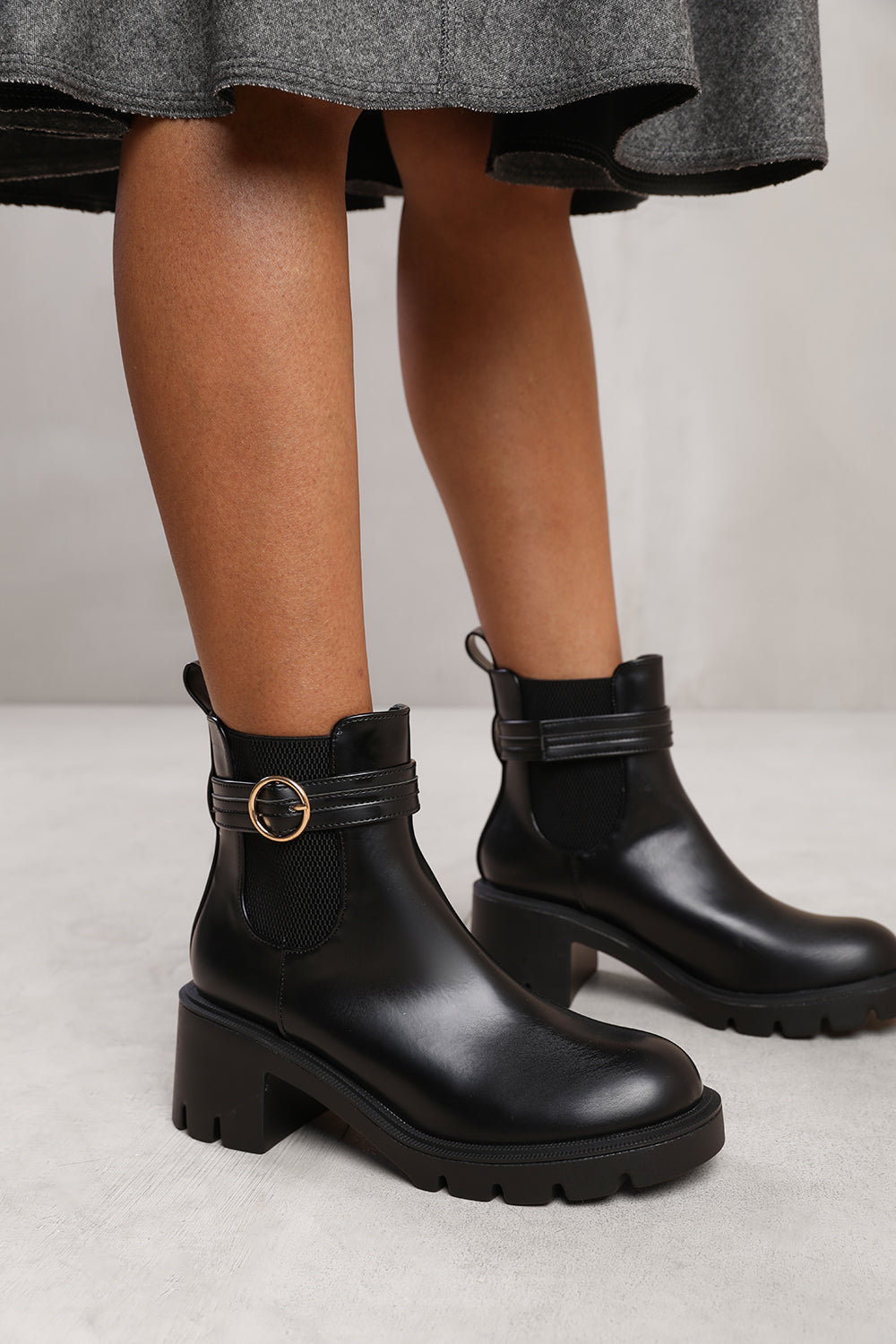 Where's That From Wheres Womens 'Seena' Ankle Boot With Chunky Sole And Buckle Detail - Black - Size Uk 3