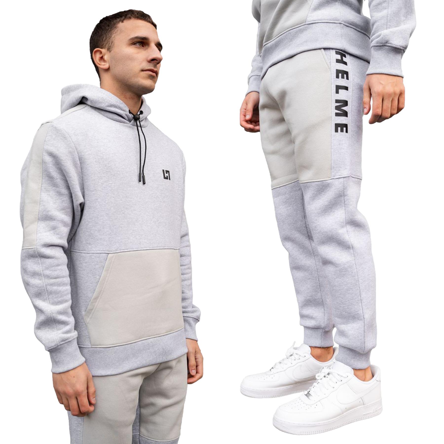 HELME Mens Two Piece Tracksuit Hoodie & Jogger Set - Grey - Size 2XL