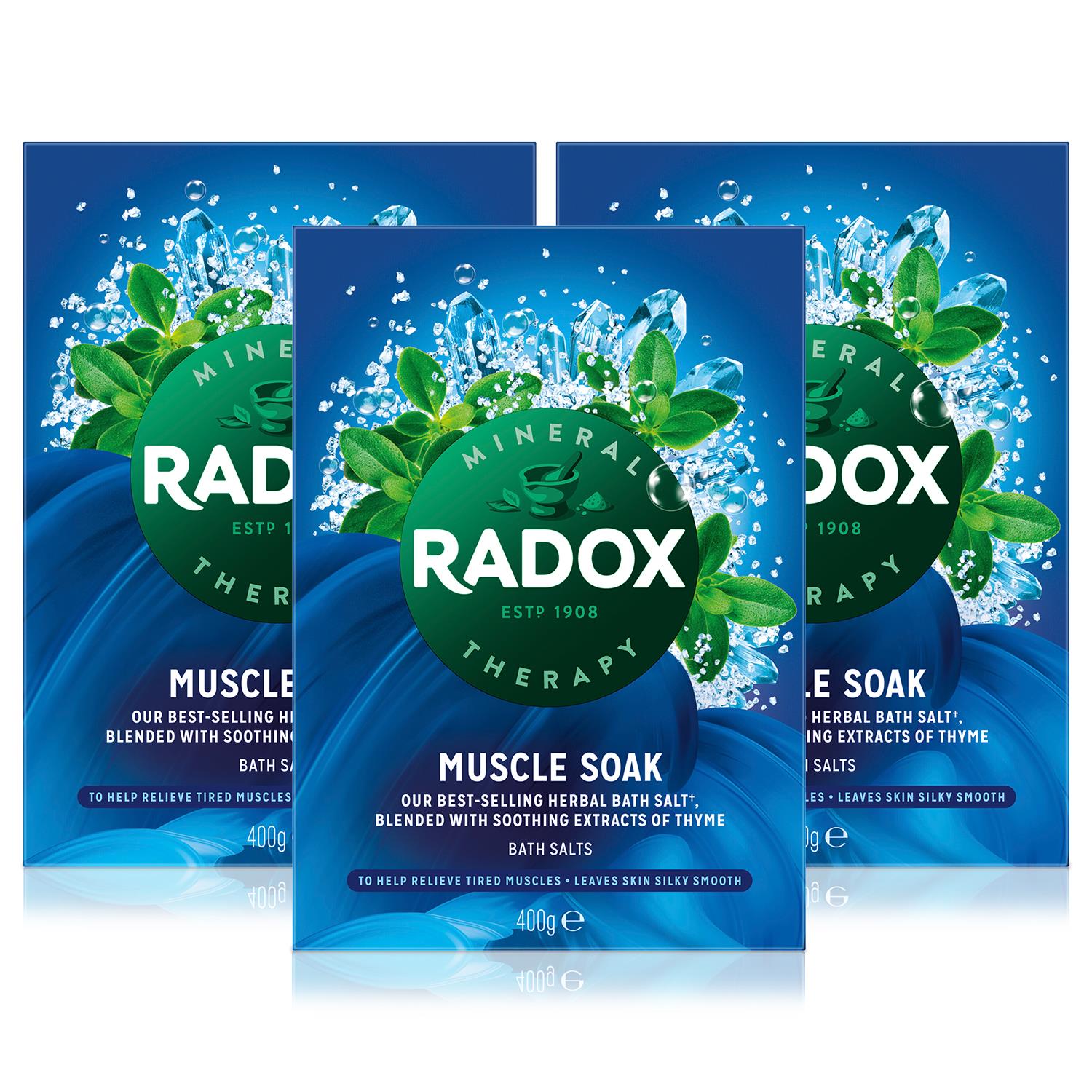 Radox Womens Mineral Therapy Muscle Soak Herbal Bath Salt 400g, 3 Pack - Green - One Size