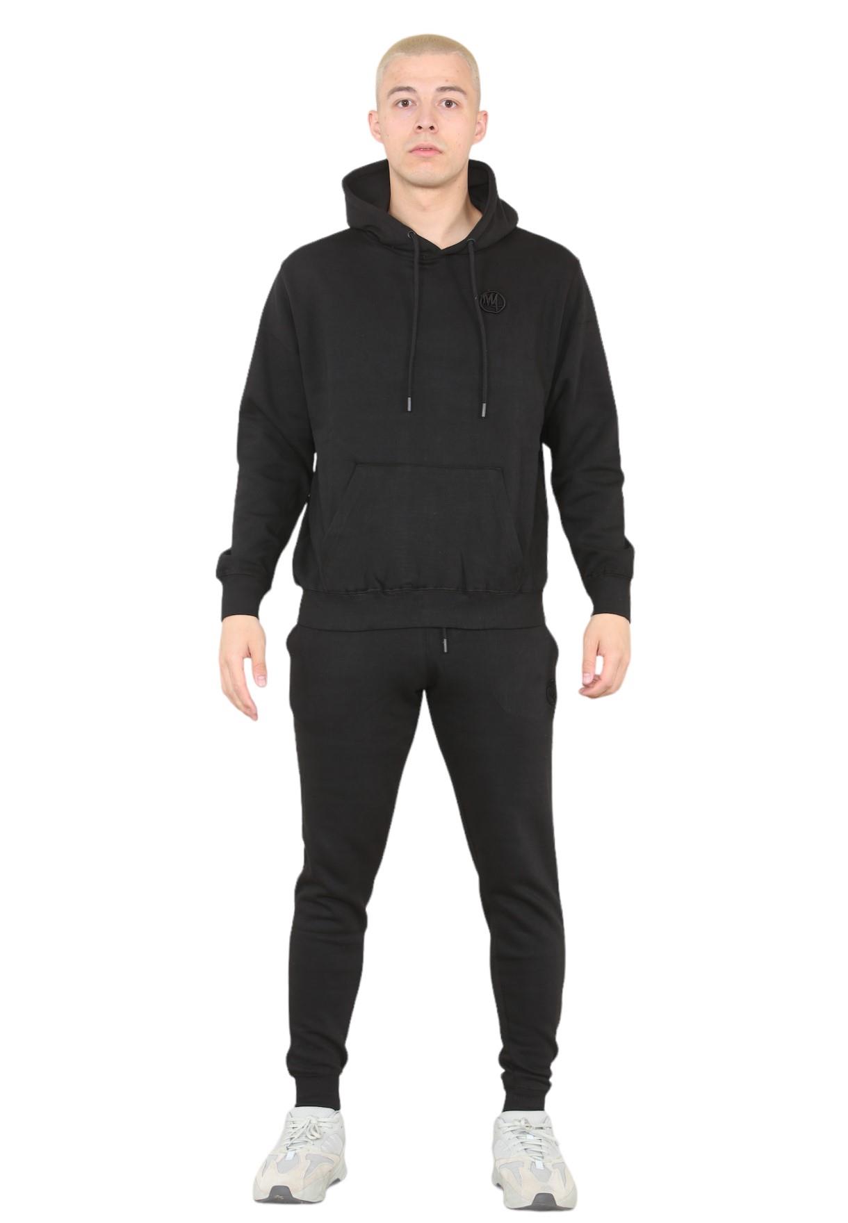 MYT Mens Pullover Hooded Tracksuit in Black Fleece - Size X-Large