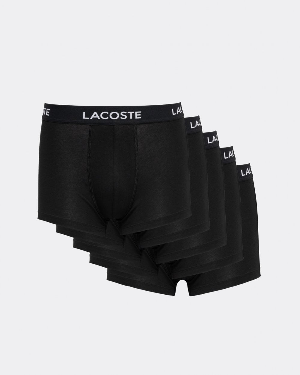 Lacoste 5-Pack Mens Stretch Cotton Trunks - Black - Size Large