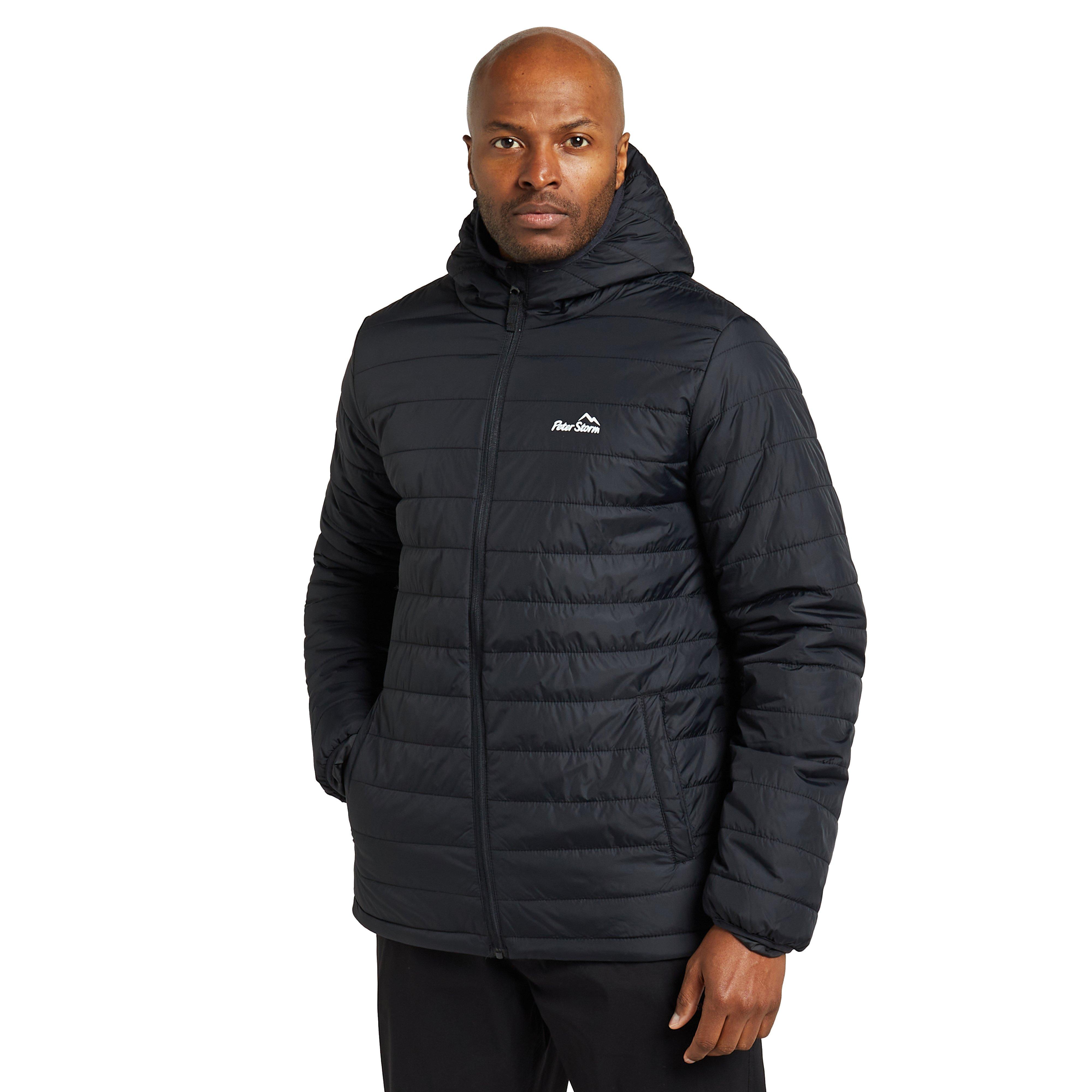 Peter Storm Mens Blisco II Insulated & Water Repellent Puffer Jacket with Hood - Black Polyamide - Size Small