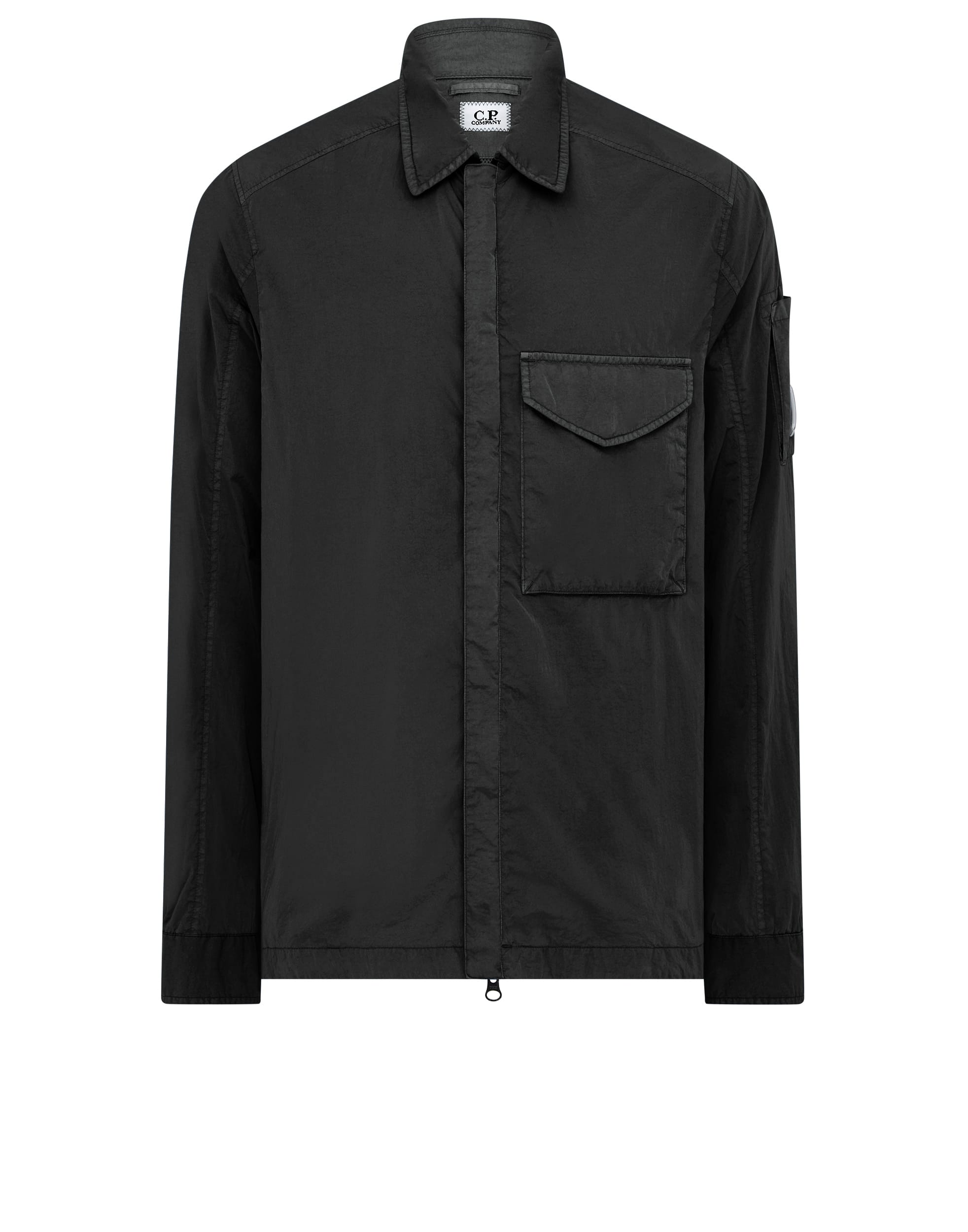 C.P. Company Mens Chrome-R Zip Overshirt in Black material_polyamide - Size Small