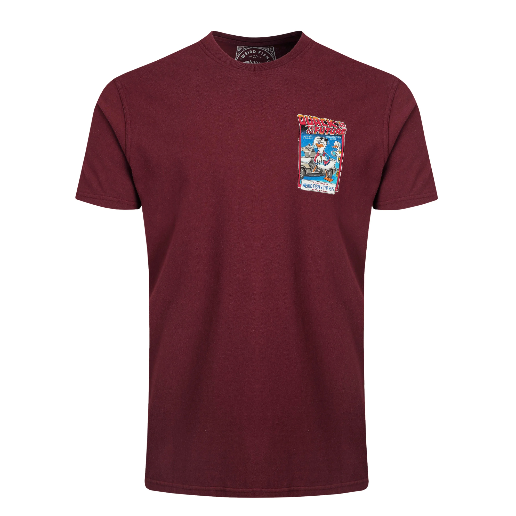 Weird Fish Mens Quack to the Future RSPB Collaboration T-Shirt (Port) - Maroon material_cotton - Size 3XL