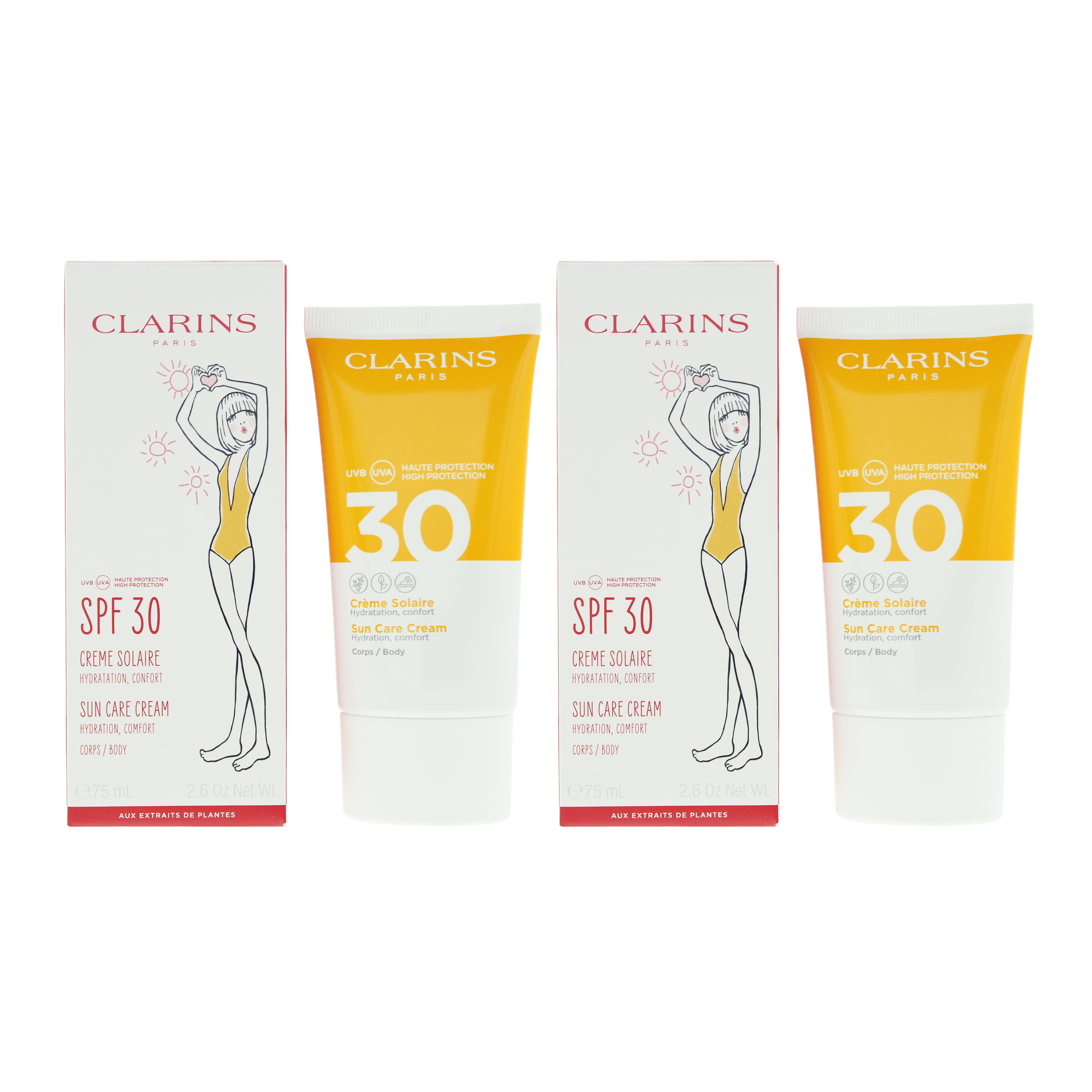 Clarins Womens Pick & Love Spf 30 Sun Care Body Cream 75ml x 2 - One Size