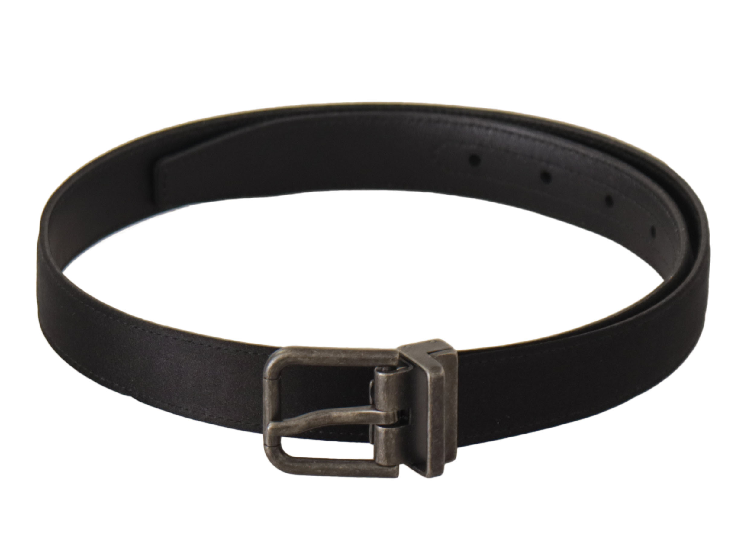 Dolce & Gabbana WoMens Black Calfskin Leather Vintage Metal Buckle Belt - Size 75 cm